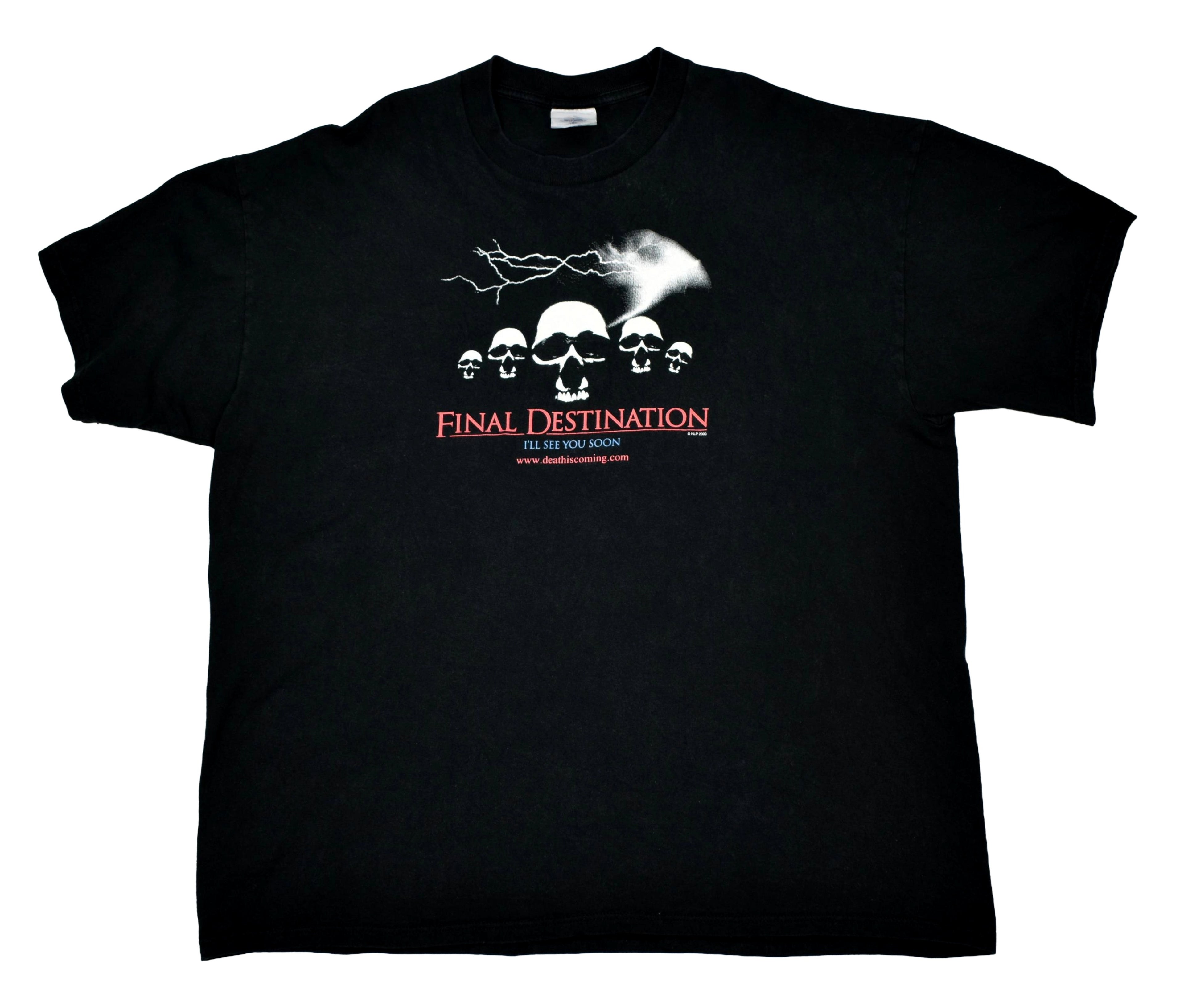 2000 final destination vintage glow in the dark classic y2k pop culture horror movie t-shirt