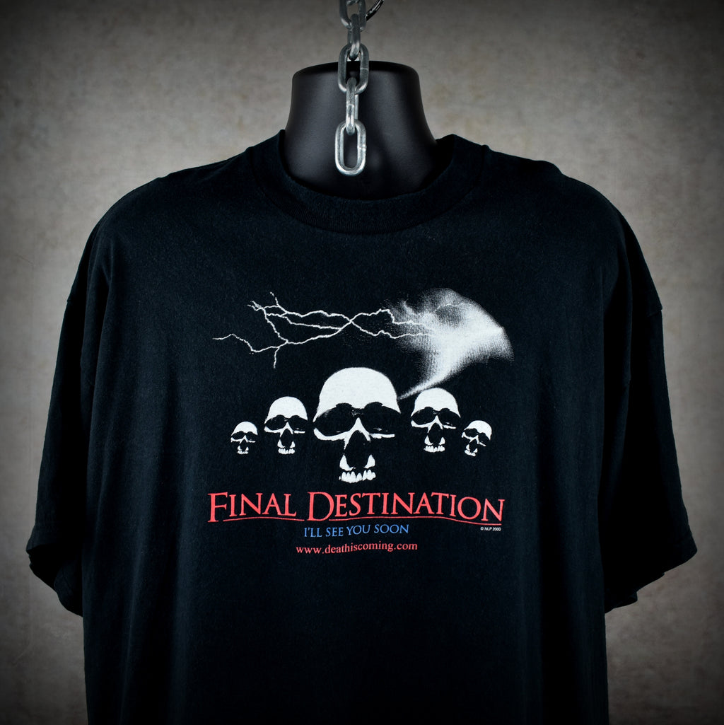 2000 final destination vintage glow in the dark classic y2k pop culture horror movie t-shirt