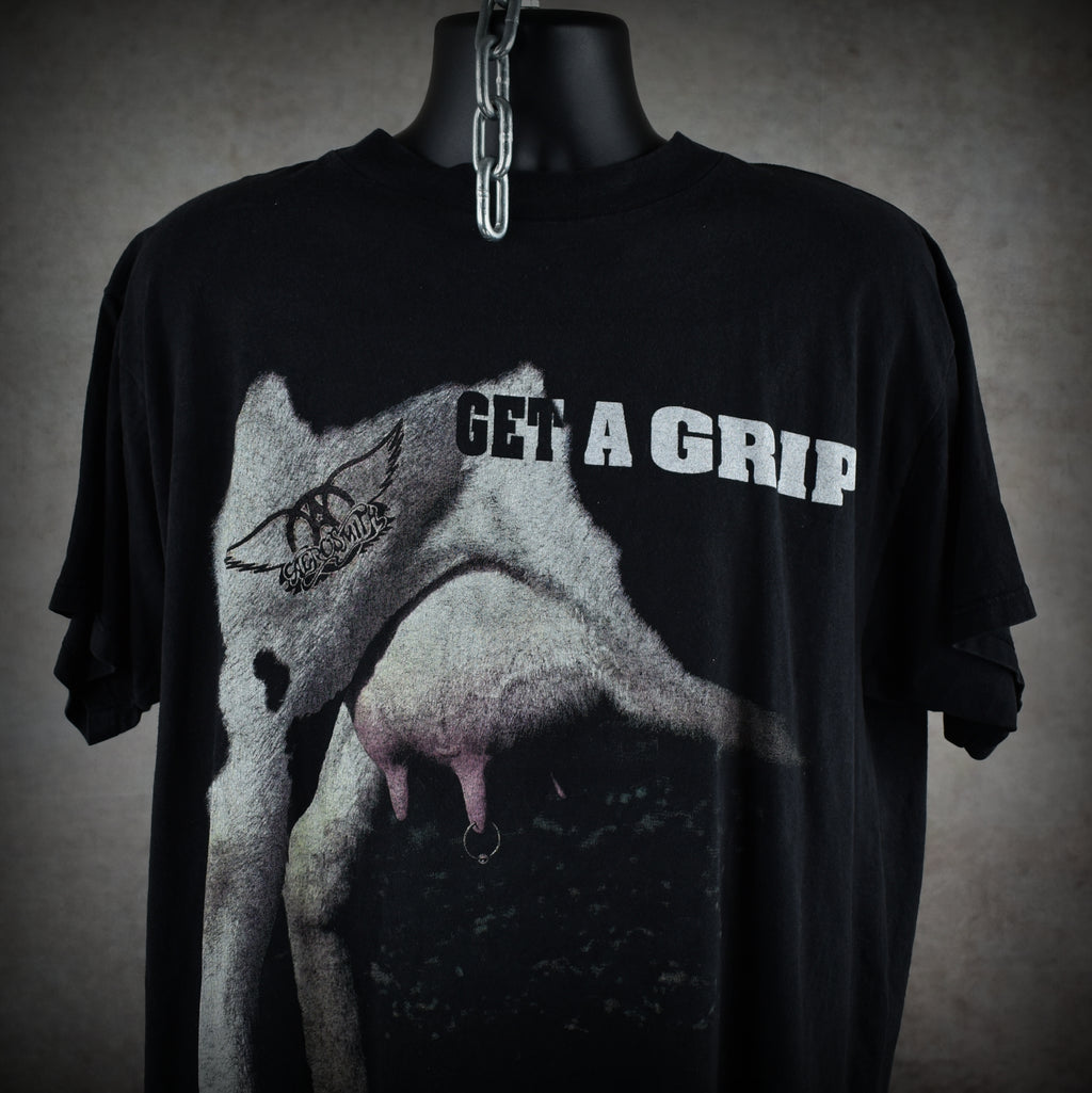 1993 aerosmith vintage wayne's world 2 era iconic 90s alternative rock band get a grip tour t-shirt