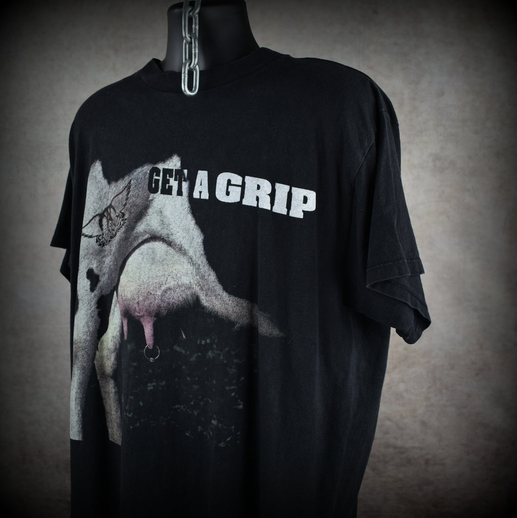 1993 aerosmith vintage wayne's world 2 era iconic 90s alternative rock band get a grip tour t-shirt