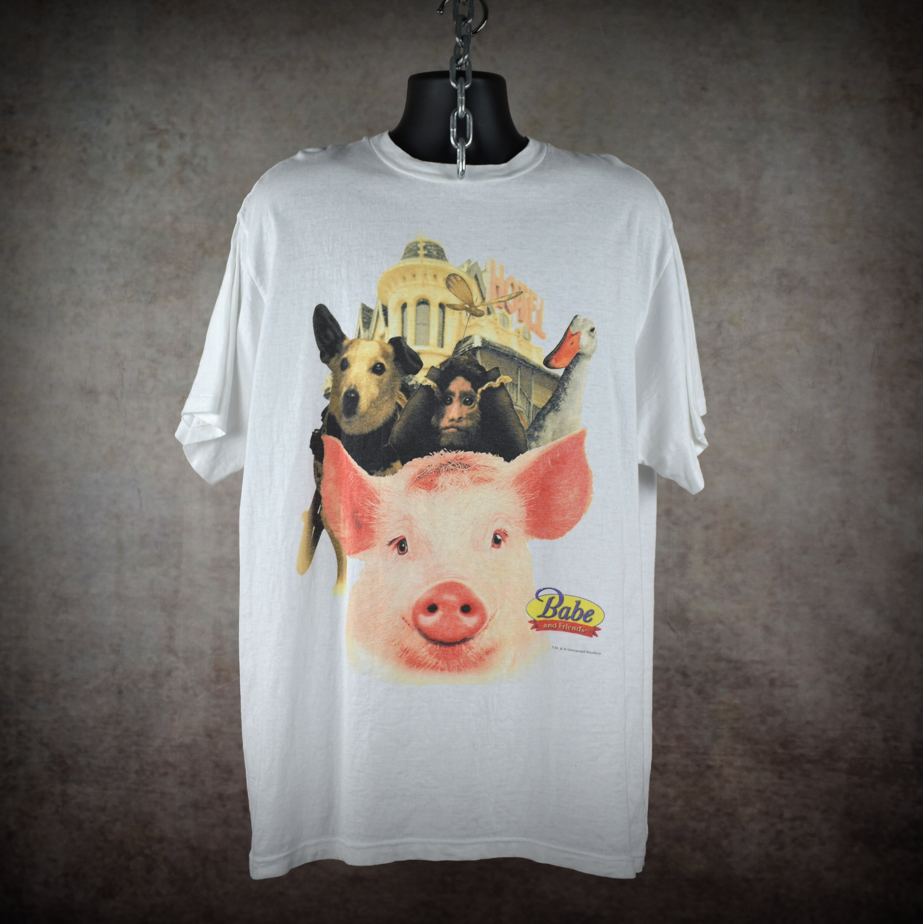 1999 babe and friends vintage babe: pig in the city era game boy color game promo t-shirt