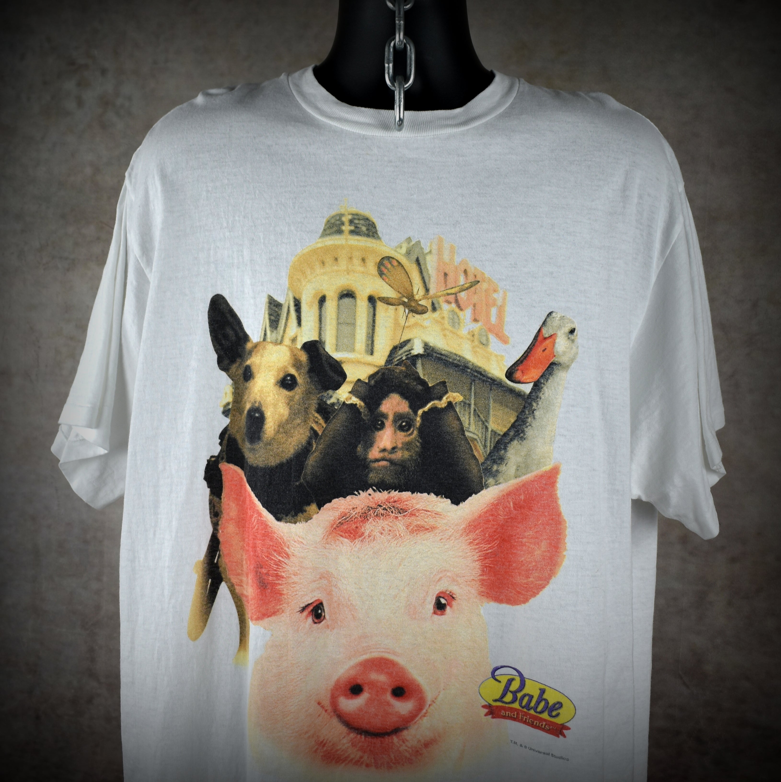 1999 babe and friends vintage babe: pig in the city era game boy color game promo t-shirt