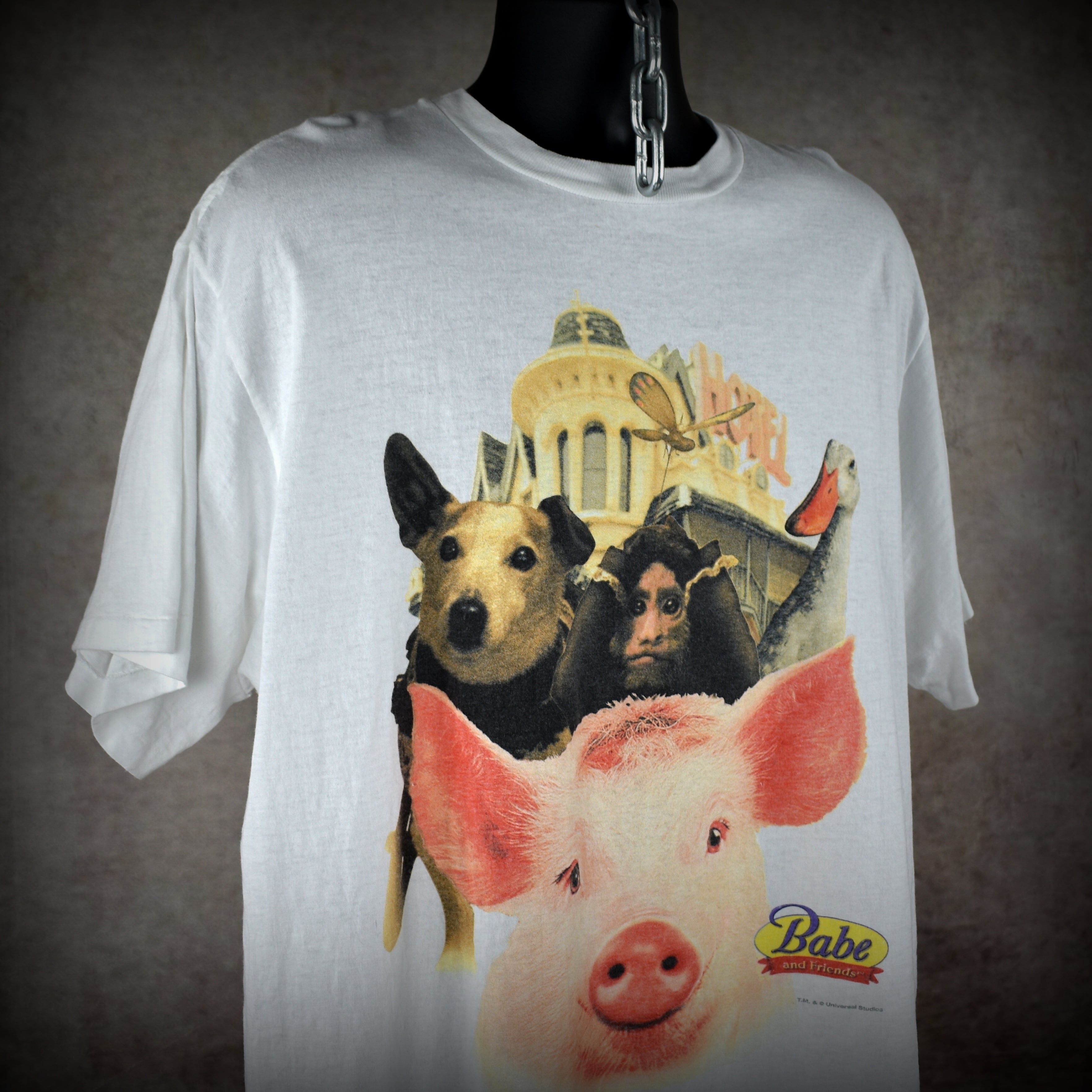 1999 babe and friends vintage babe: pig in the city era game boy color game promo t-shirt