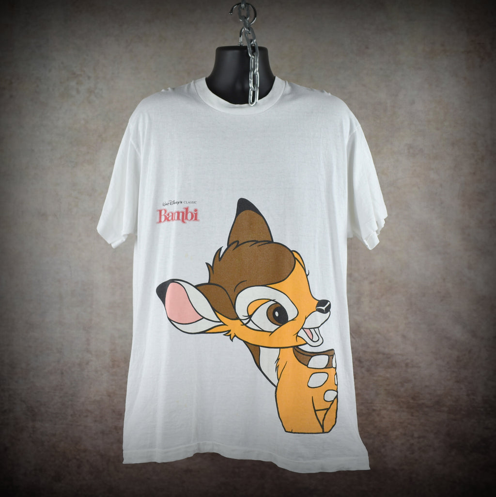 1990s bambi vintage 90s big face walt disney classic cartoon character movie promo t-shirt