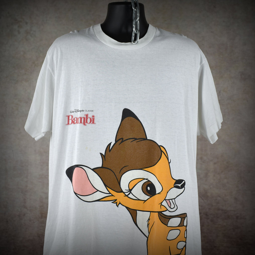 1990s bambi vintage 90s big face walt disney classic cartoon character movie promo t-shirt