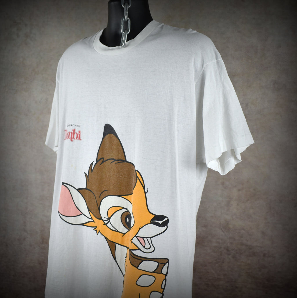1990s bambi vintage 90s big face walt disney classic cartoon character movie promo t-shirt