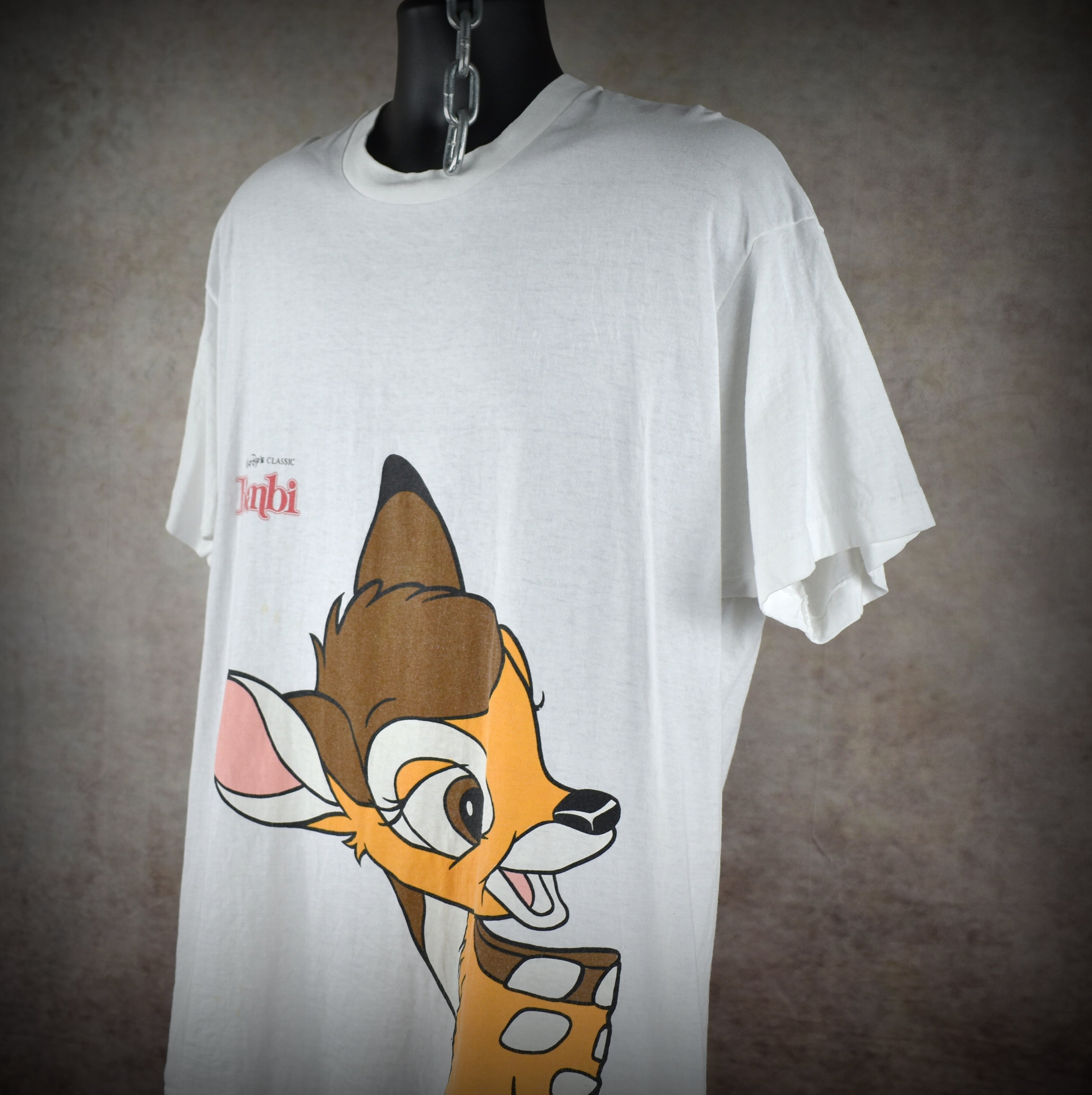1990s bambi vintage 90s big face walt disney classic cartoon character movie promo t-shirt