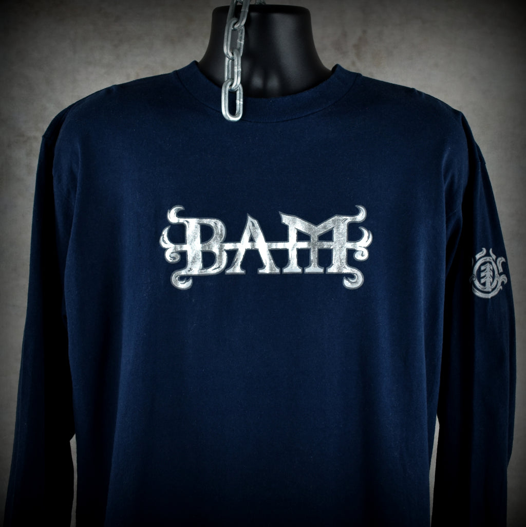 2000s bam margera vintage viva la bam era chrome heartagram element skateboards long-sleeve promo t-shirt