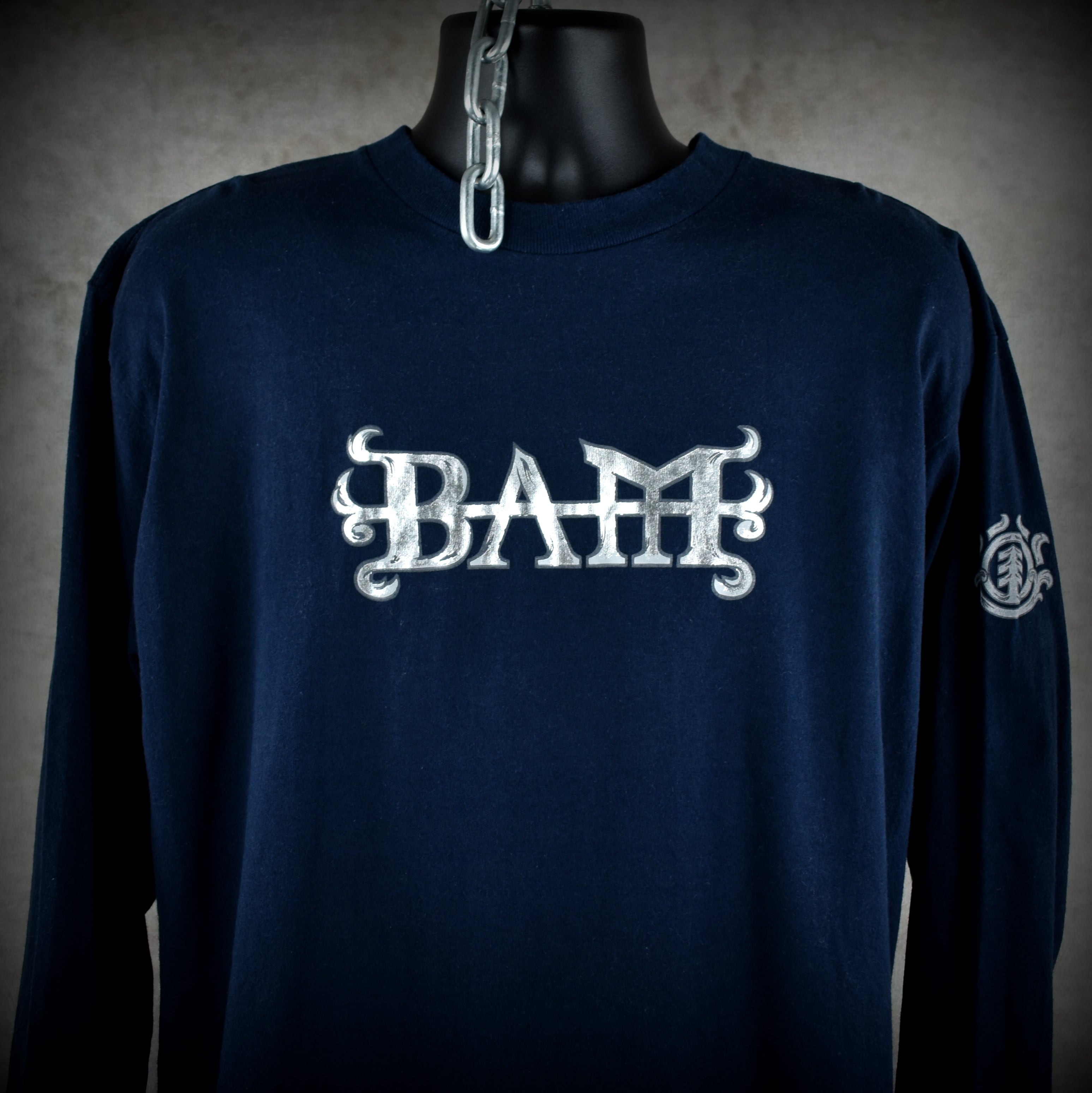 2000s bam margera vintage viva la bam era chrome heartagram element skateboards long-sleeve promo t-shirt