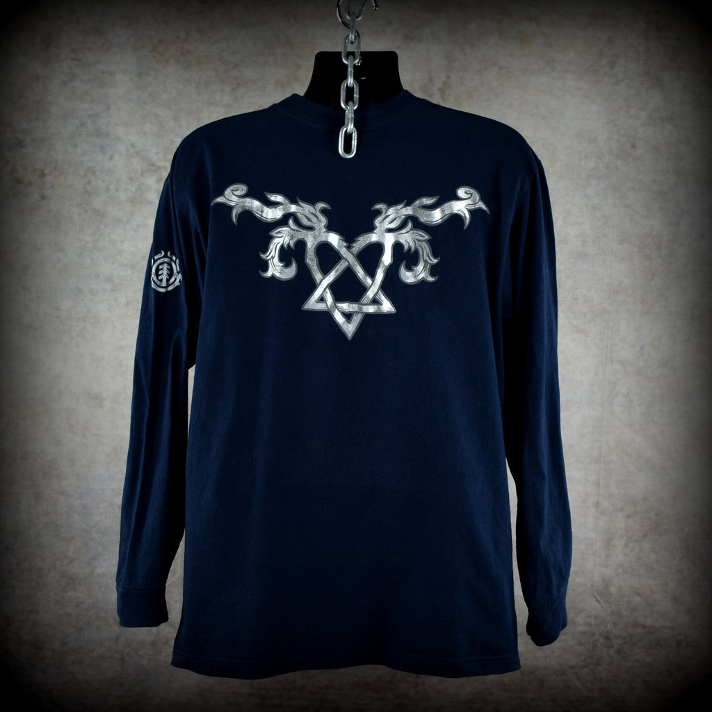 2000s bam margera vintage viva la bam era chrome heartagram element skateboards long-sleeve promo t-shirt