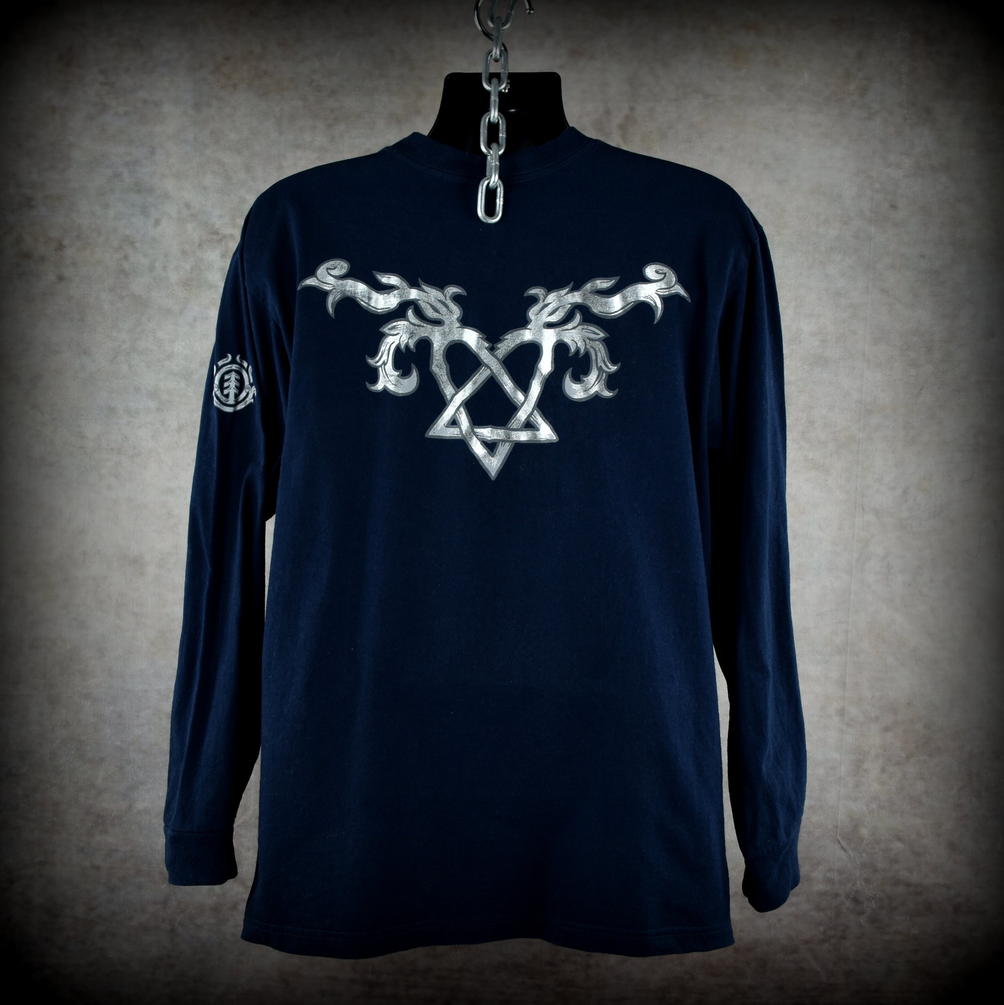 2000s bam margera vintage viva la bam era chrome heartagram element skateboards long-sleeve promo t-shirt