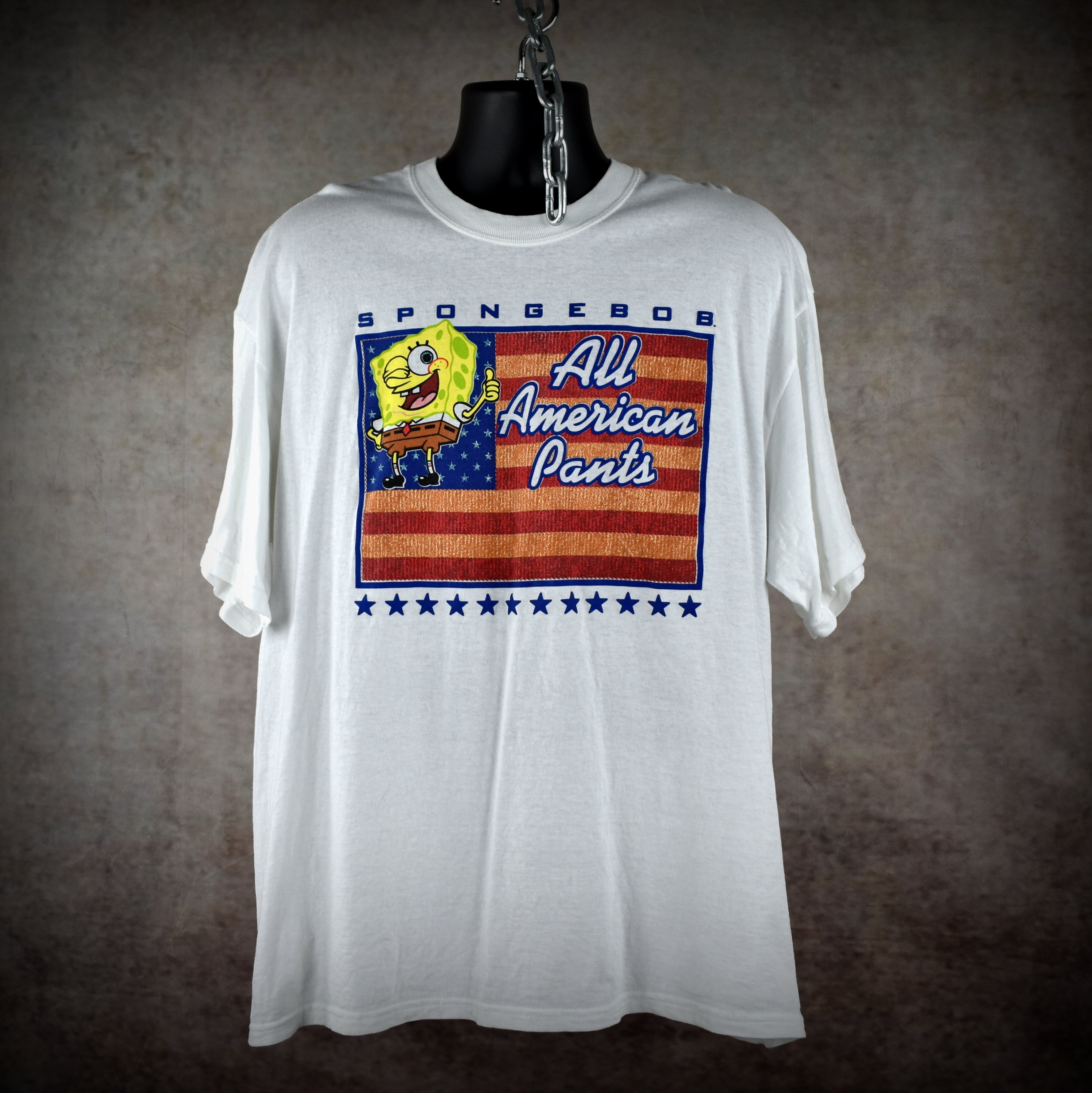2002 spongebob all american pants vintage iconic y2k nickelodeon cartoon character promo t-shirt
