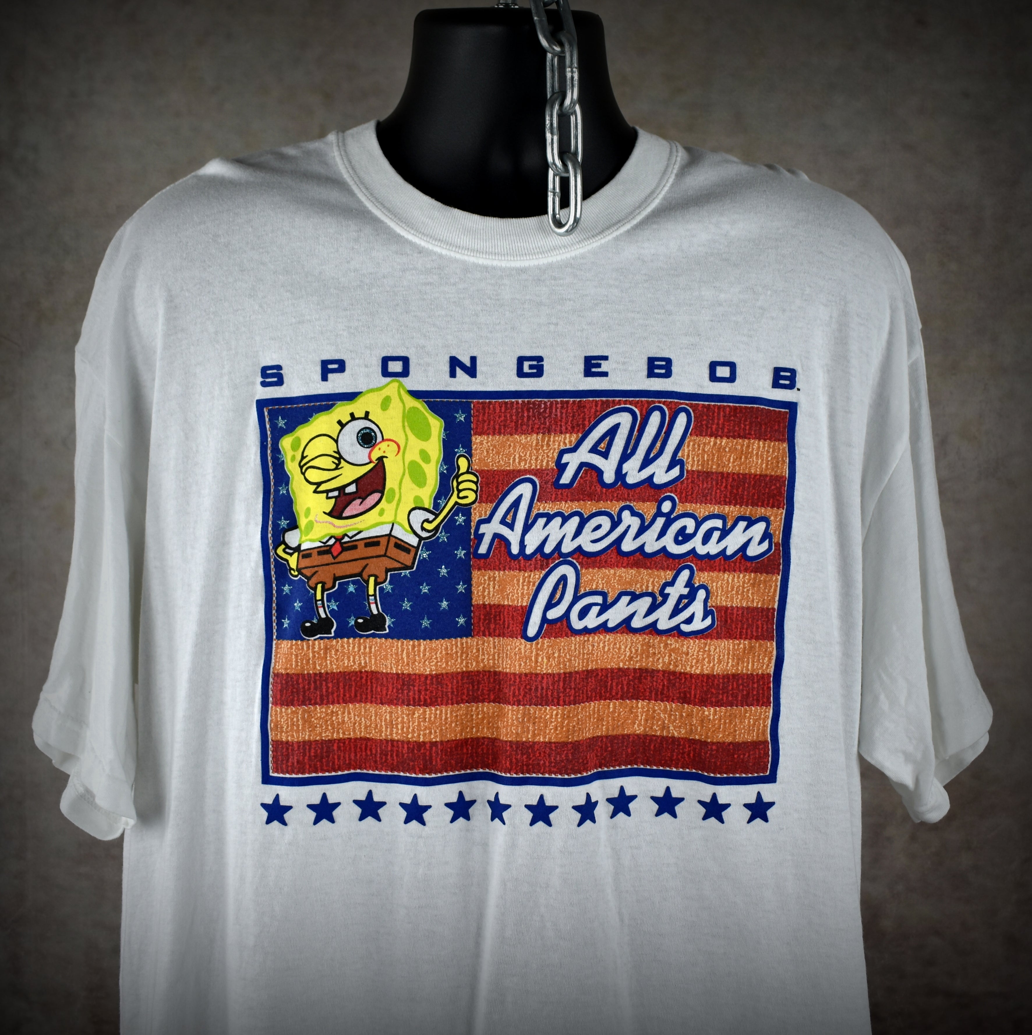 2002 spongebob all american pants vintage iconic y2k nickelodeon cartoon character promo t-shirt