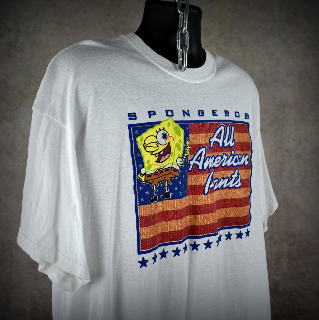 2002 spongebob all american pants vintage iconic y2k nickelodeon cartoon character promo t-shirt