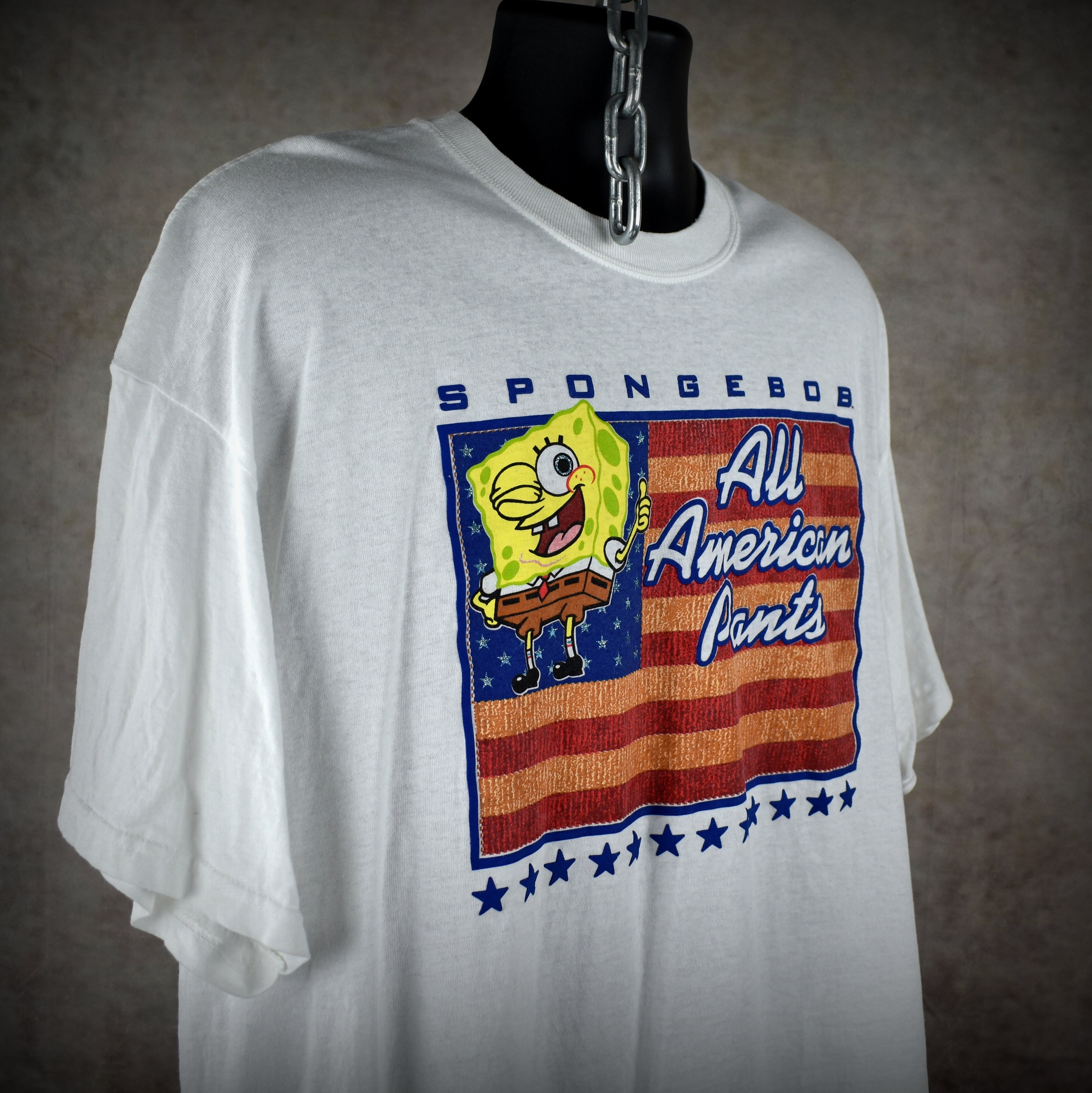 2002 spongebob all american pants vintage iconic y2k nickelodeon cartoon character promo t-shirt