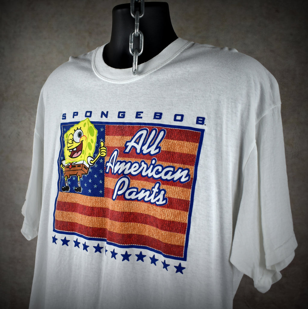 2002 spongebob all american pants vintage iconic y2k nickelodeon cartoon character promo t-shirt