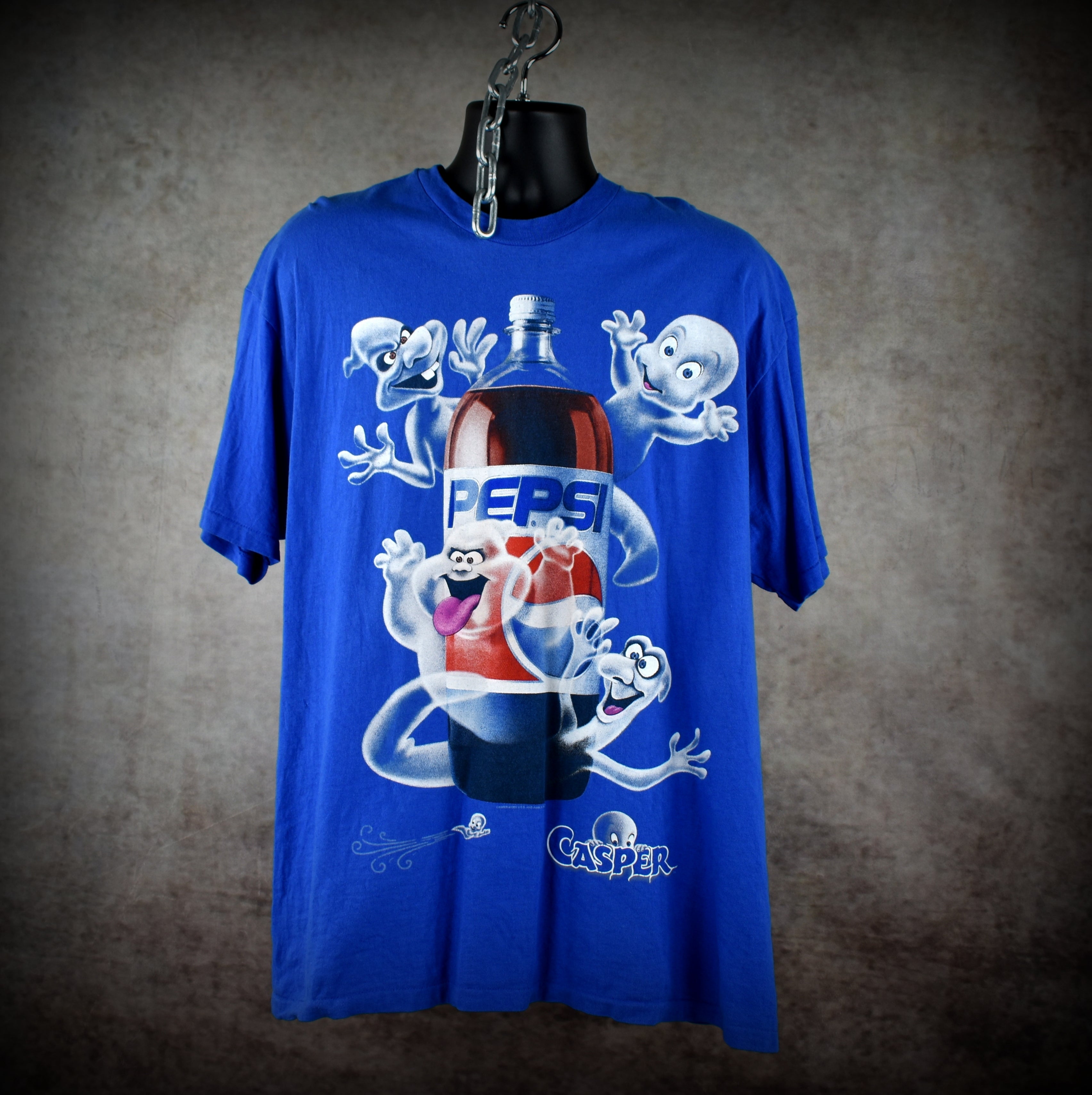 1995 casper vintage 90s stretch + fatso + stinkie + pepsi 2-liter soda pop culture movie promo t-shirt