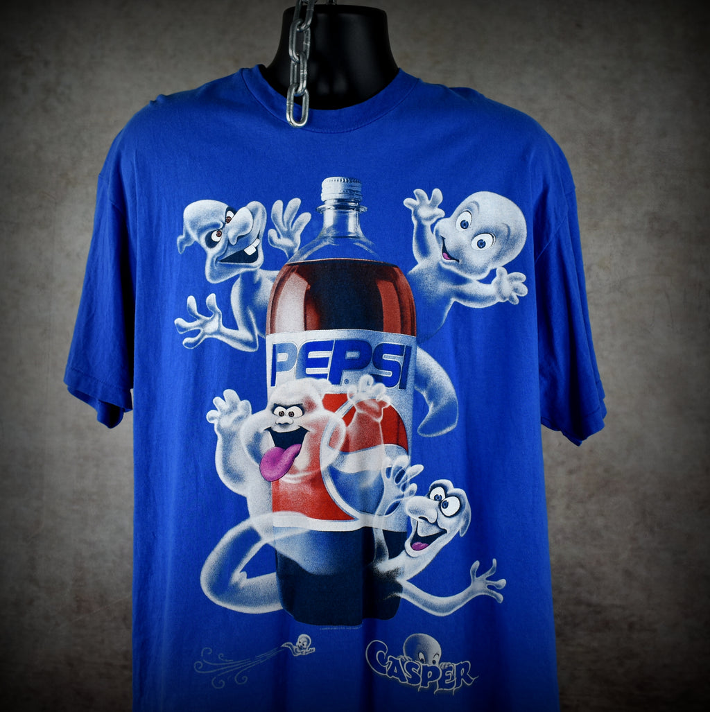 1995 casper vintage 90s stretch + fatso + stinkie + pepsi 2-liter soda pop culture movie promo t-shirt