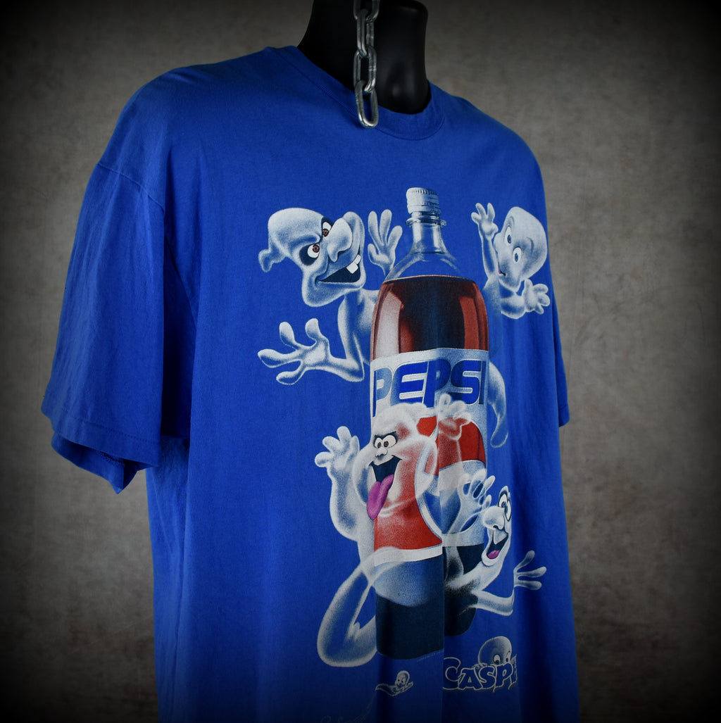 1995 casper vintage 90s stretch + fatso + stinkie + pepsi 2-liter soda pop culture movie promo t-shirt