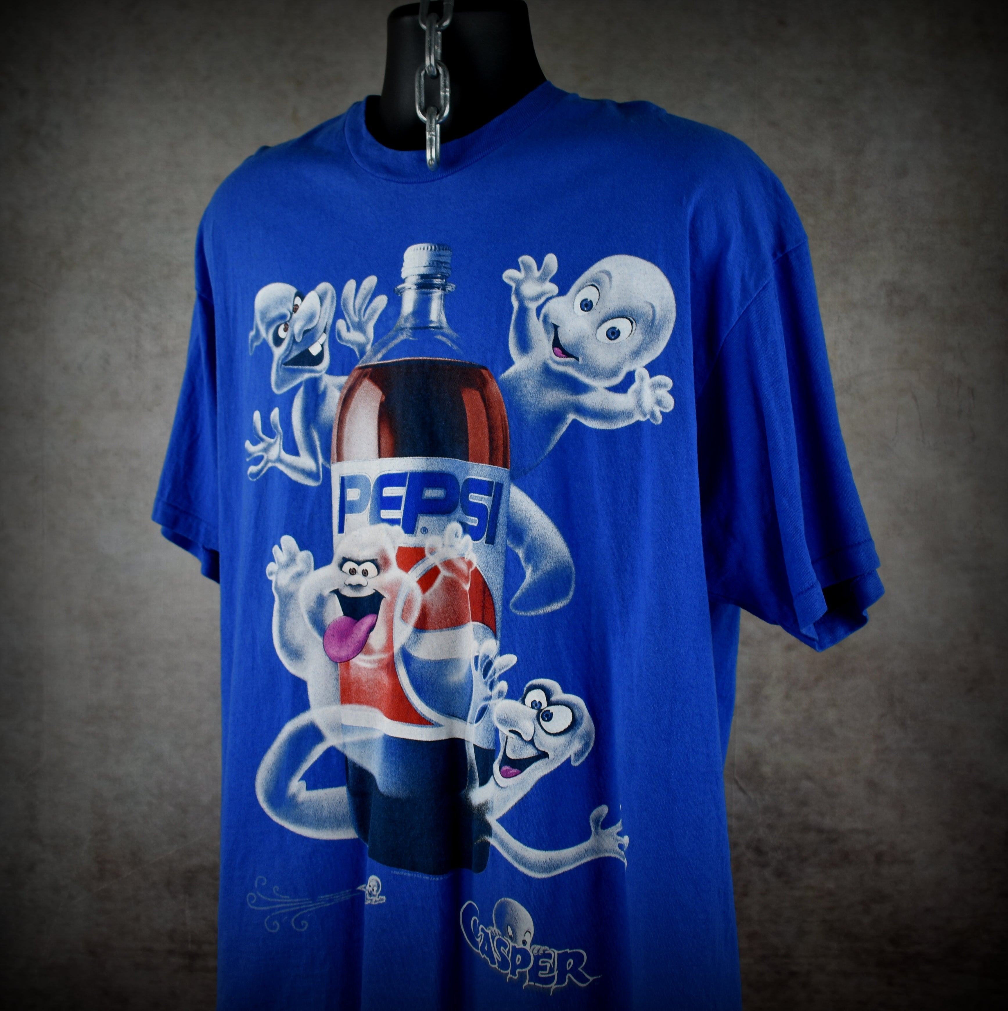 1995 casper vintage 90s stretch + fatso + stinkie + pepsi 2-liter soda pop culture movie promo t-shirt