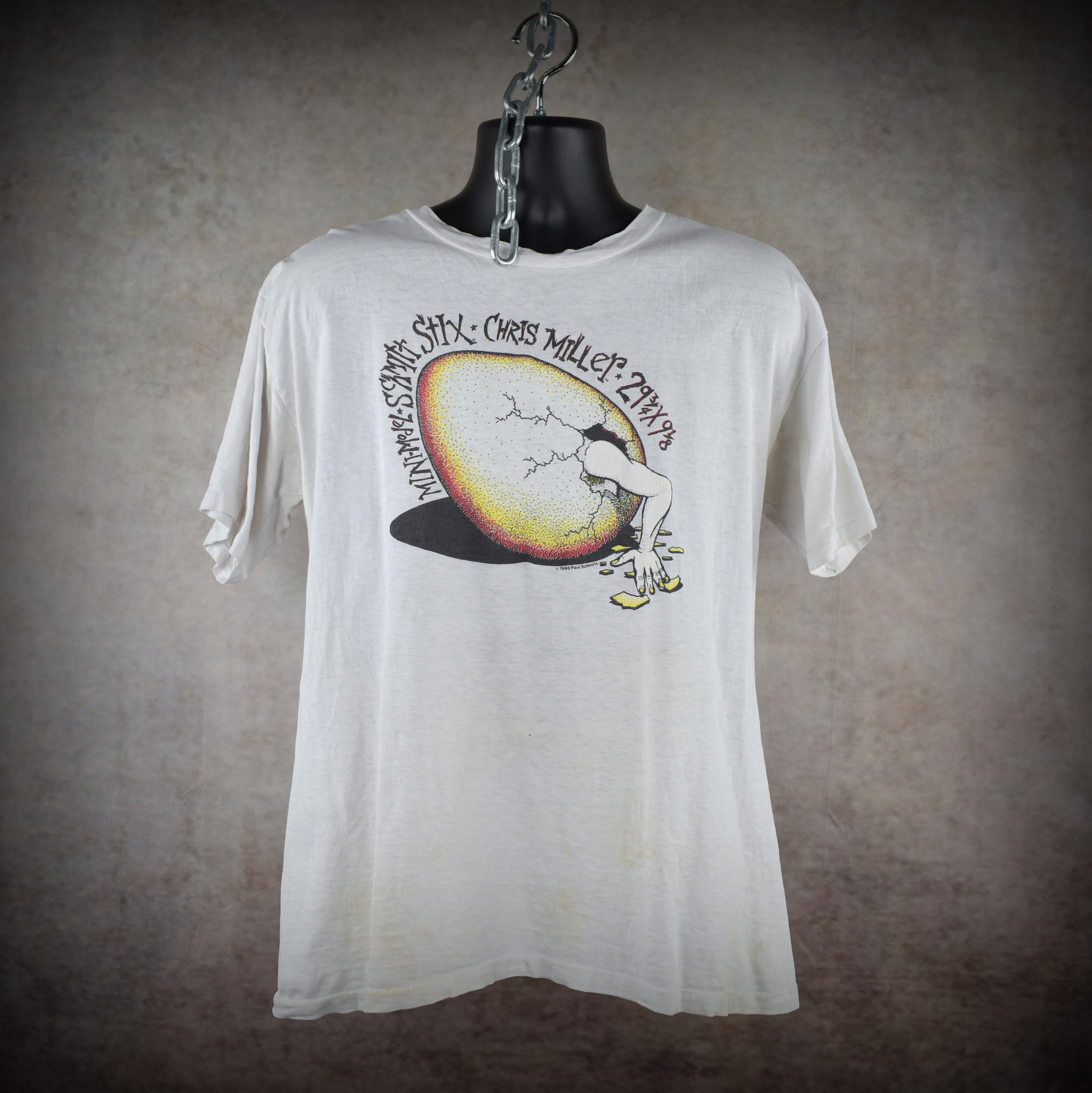 1988 chris miller vintage mini model schmitt stix 29 3/4 x 9 1/8 egg iconic vision street wear skate t-shirt