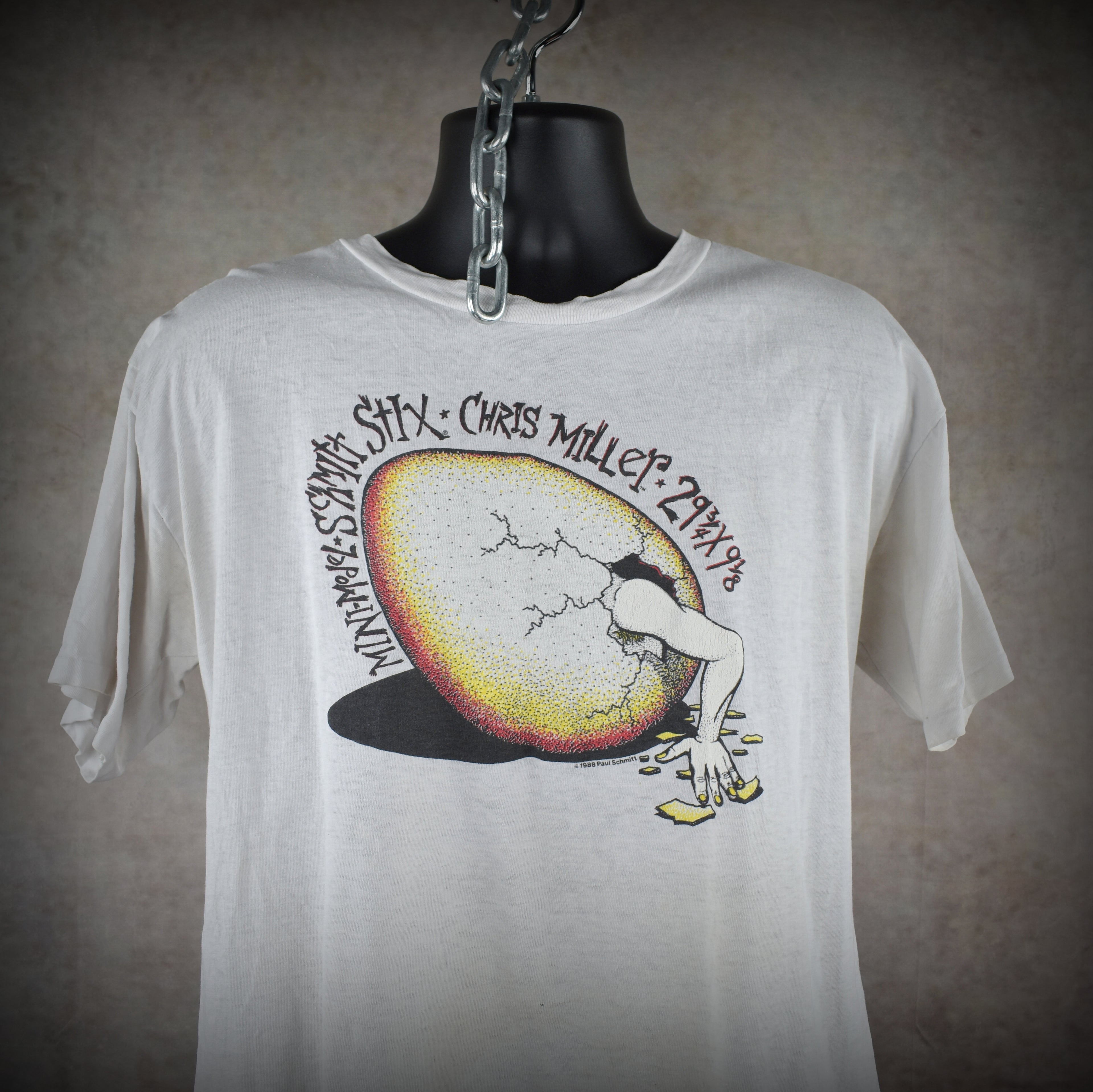 1988 chris miller vintage mini model schmitt stix 29 3/4 x 9 1/8 egg iconic vision street wear skate t-shirt