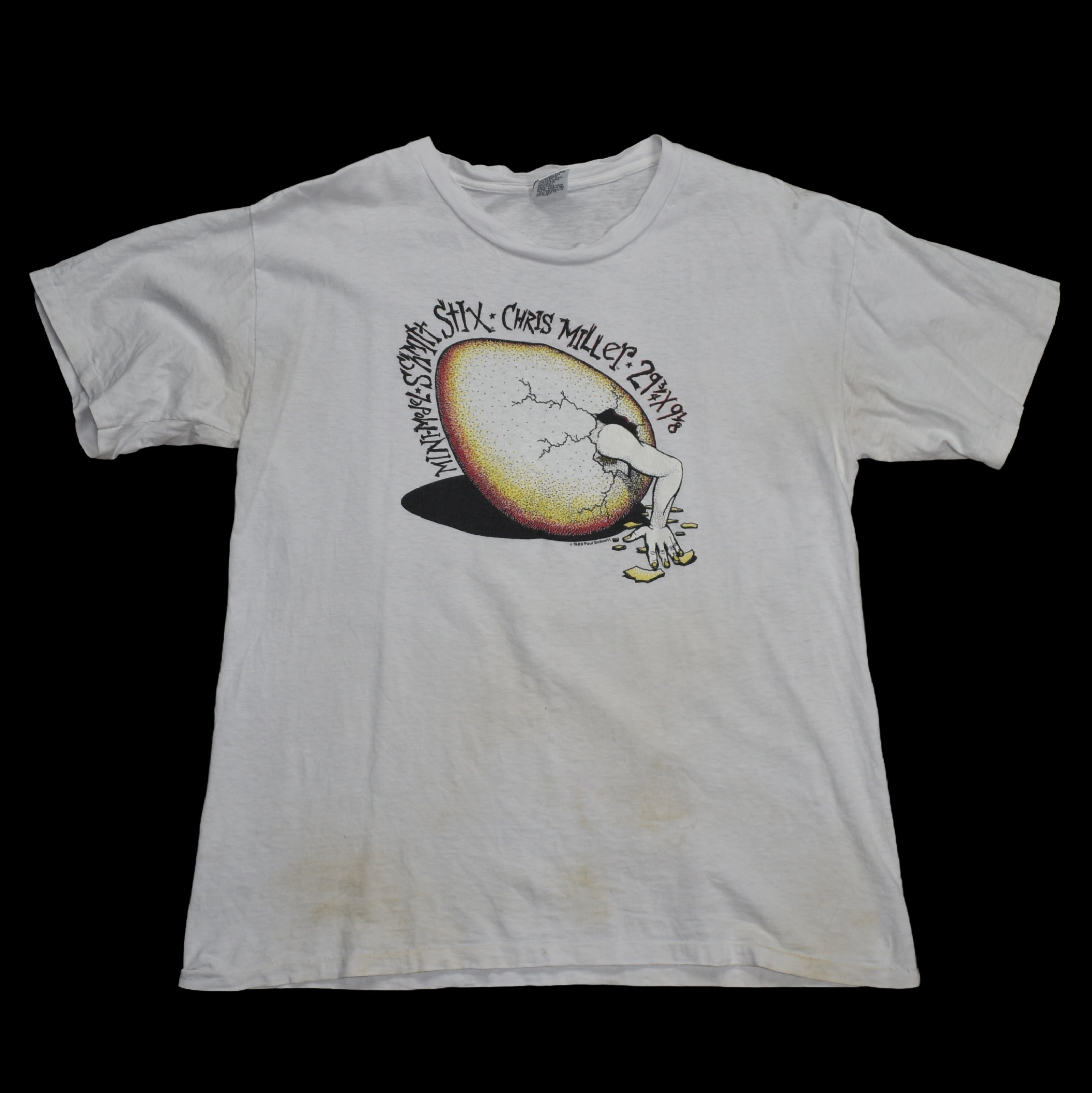1988 chris miller vintage mini model schmitt stix 29 3/4 x 9 1/8 egg iconic vision street wear skate t-shirt