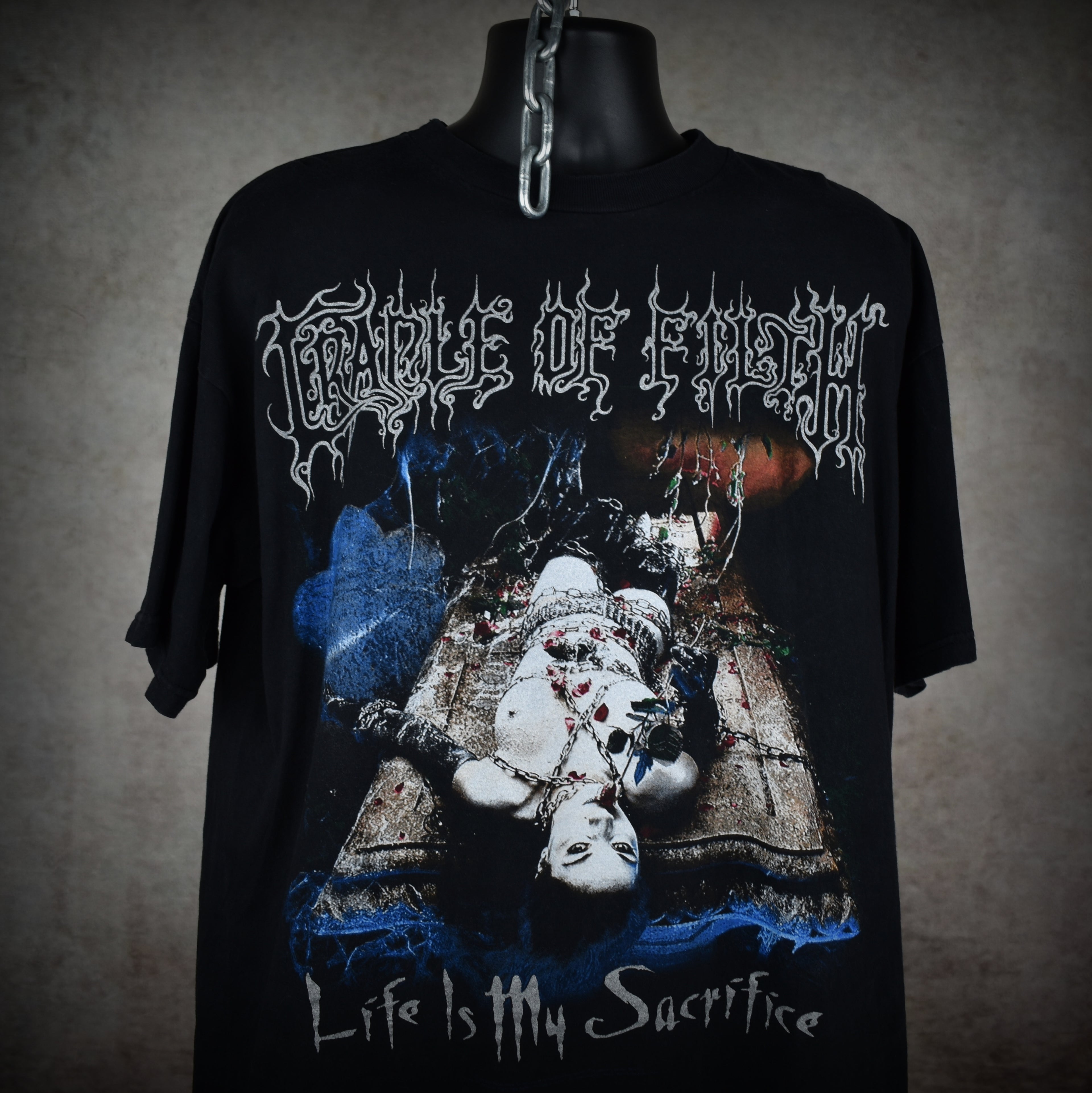 1999 cradle of filth vintage cruelty and the beast era life is my sacrifice extreme metal band t-shirt