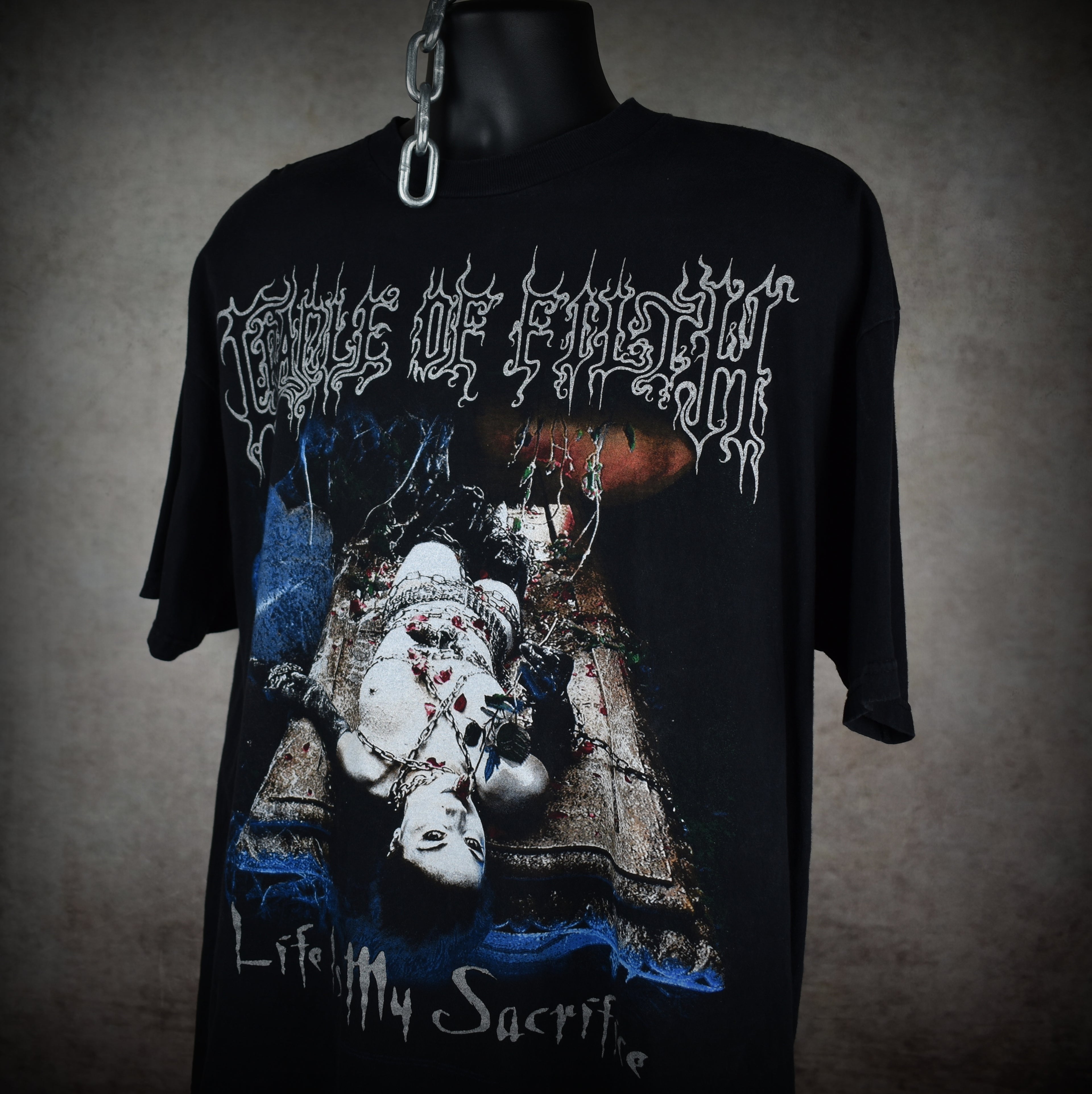 1999 cradle of filth vintage cruelty and the beast era life is my sacrifice extreme metal band t-shirt