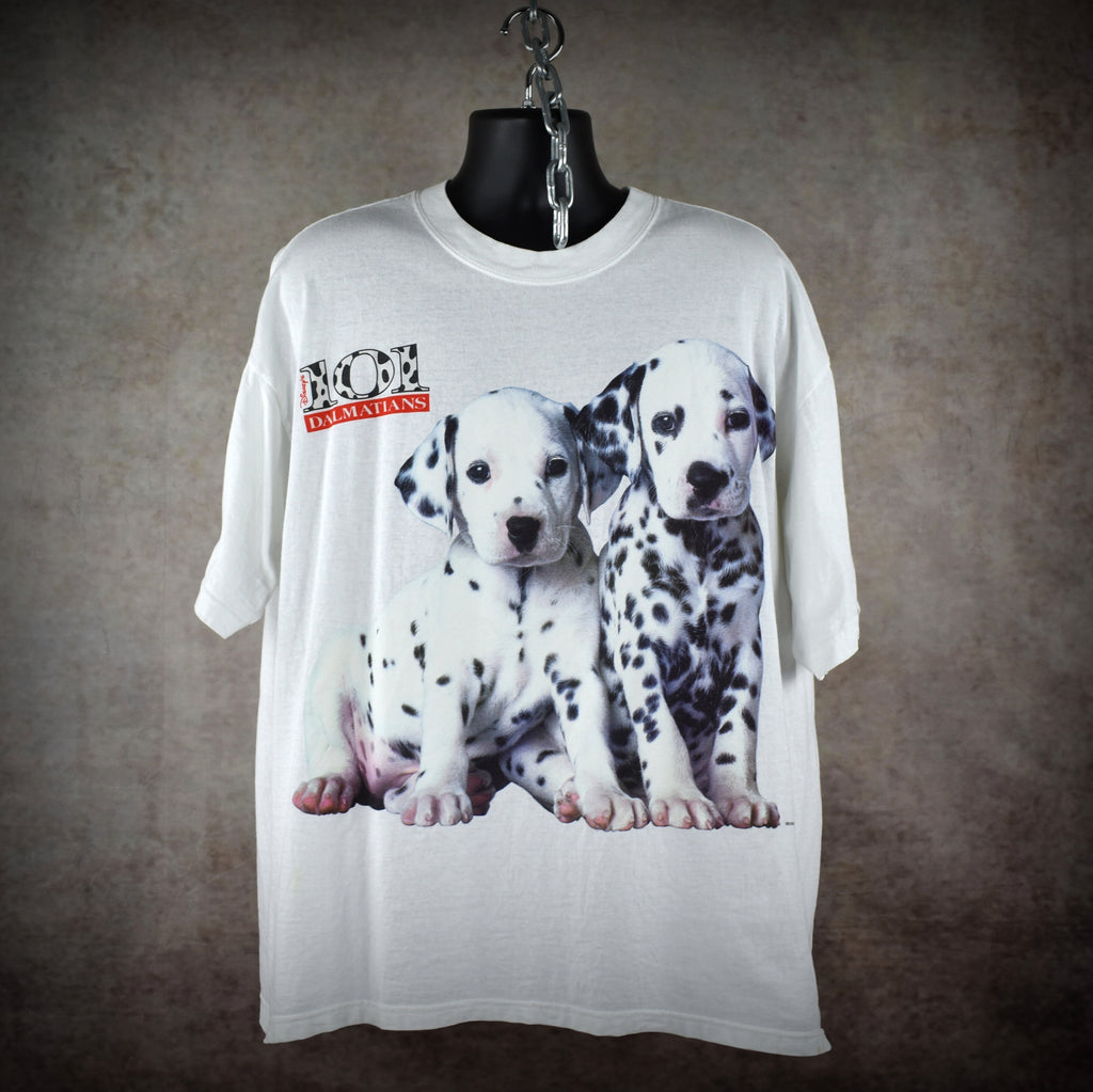1996 101 dalmatians vintage 90s walt disney pictures lucky + rolly movie character promo t-shirt
