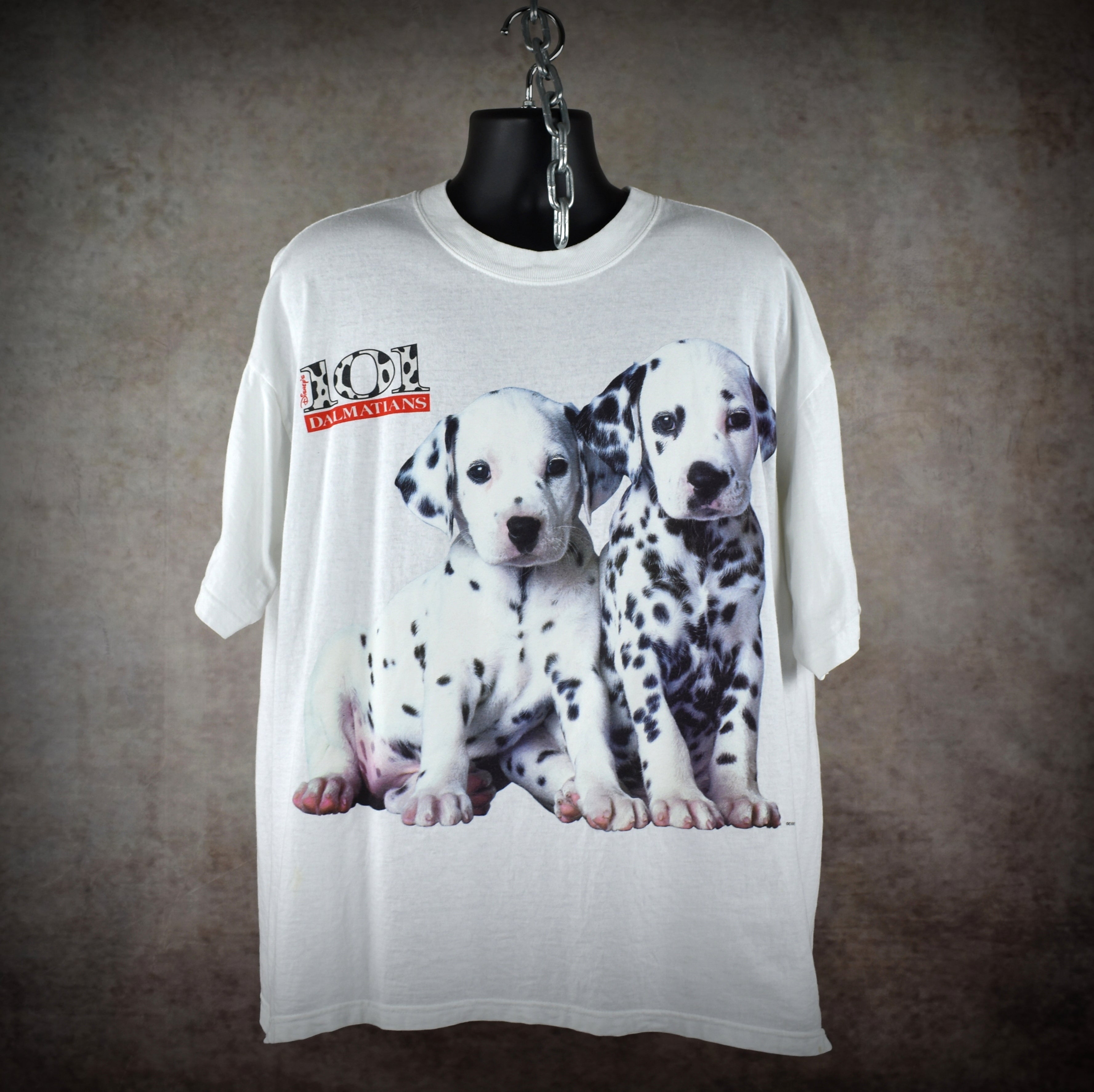 1996 101 dalmatians vintage 90s walt disney pictures lucky + rolly movie character promo t-shirt