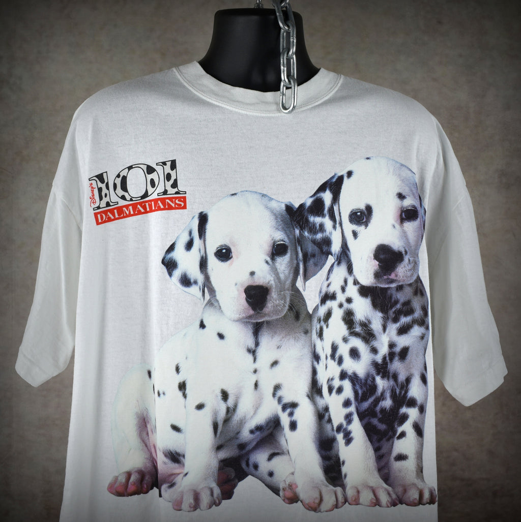 1996 101 dalmatians vintage 90s walt disney pictures lucky + rolly movie character promo t-shirt