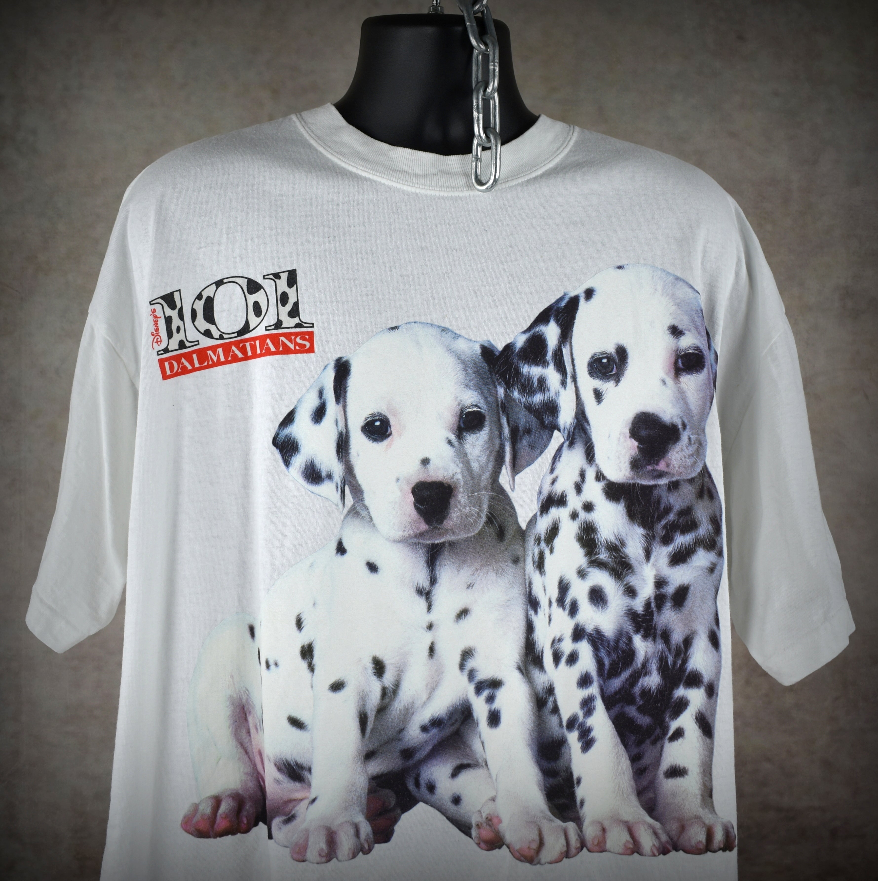 1996 101 dalmatians vintage 90s walt disney pictures lucky + rolly movie character promo t-shirt