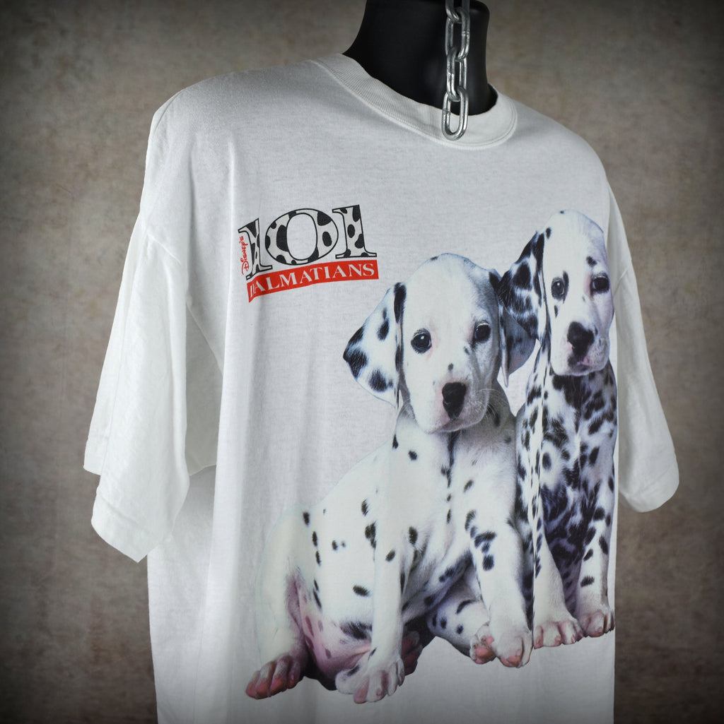 1996 101 dalmatians vintage 90s walt disney pictures lucky + rolly movie character promo t-shirt