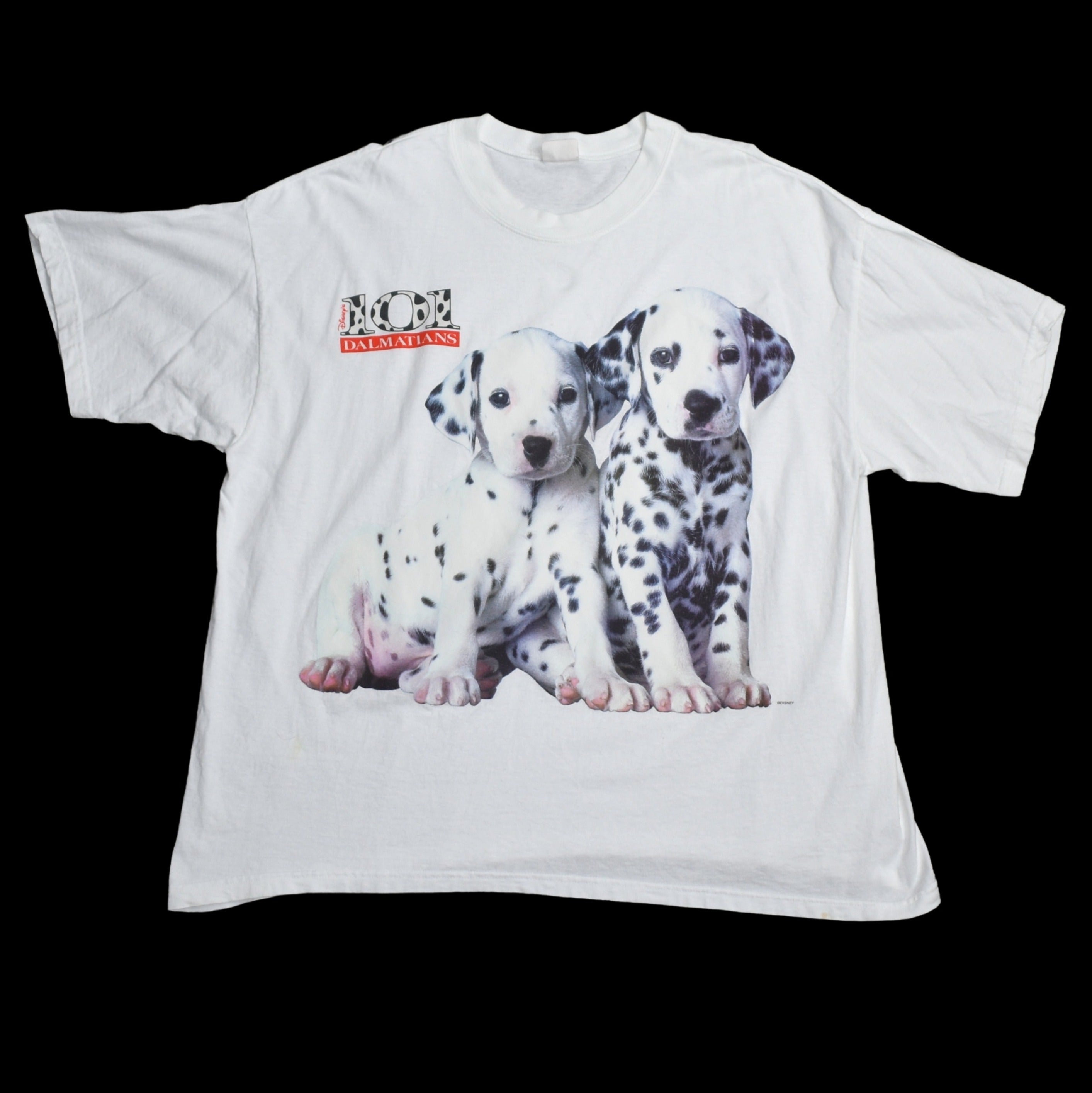 1996 101 dalmatians vintage 90s walt disney pictures lucky + rolly movie character promo t-shirt