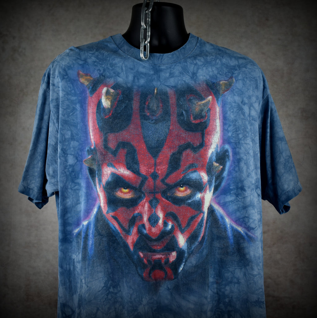 1999 star wars: episode 1 - the phantom menace vintage glow in the dark darth maul movie character promo t-shirt
