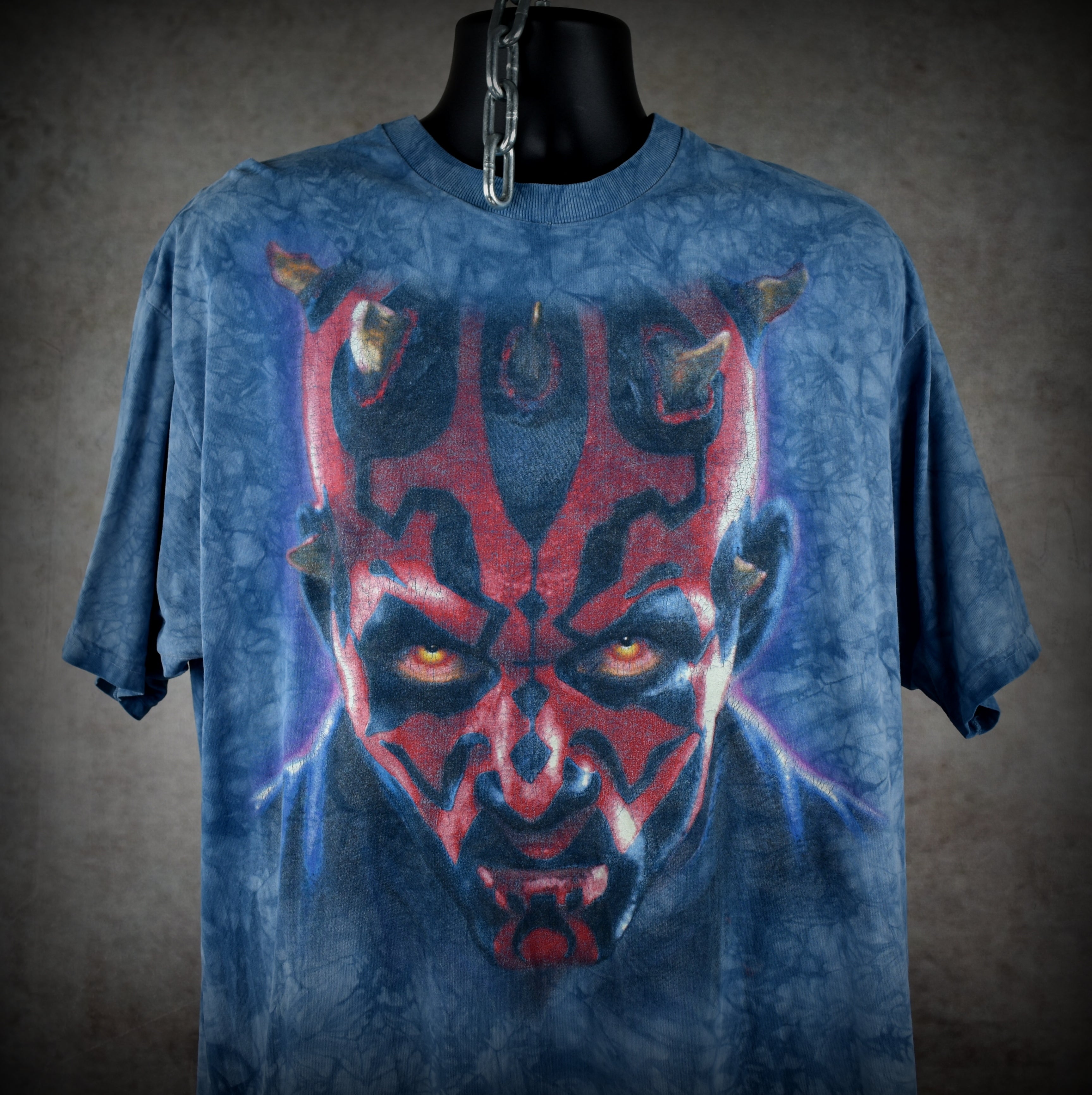 1999 star wars: episode 1 - the phantom menace vintage glow in the dark darth maul movie character promo t-shirt
