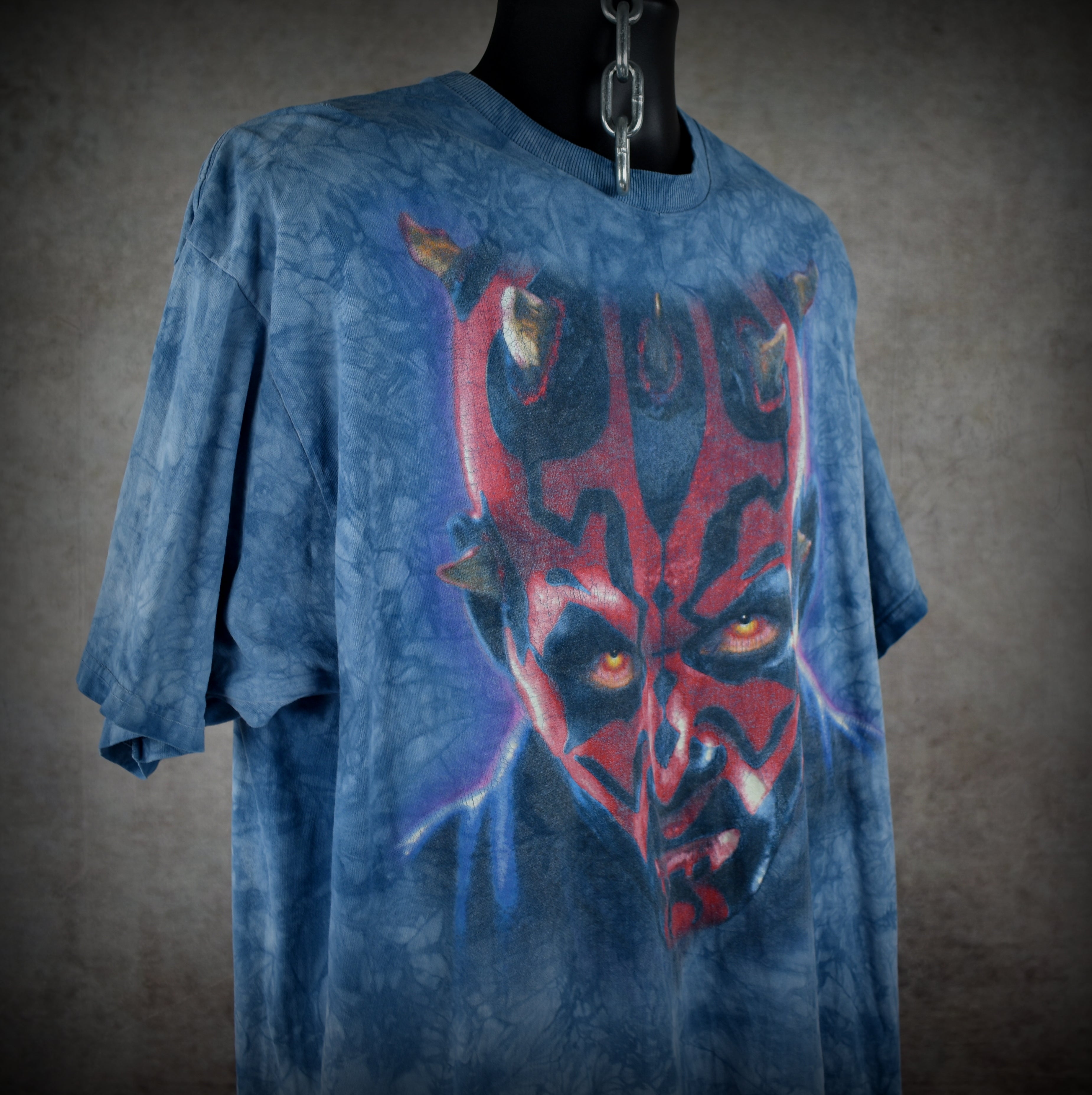 1999 star wars: episode 1 - the phantom menace vintage glow in the dark darth maul movie character promo t-shirt