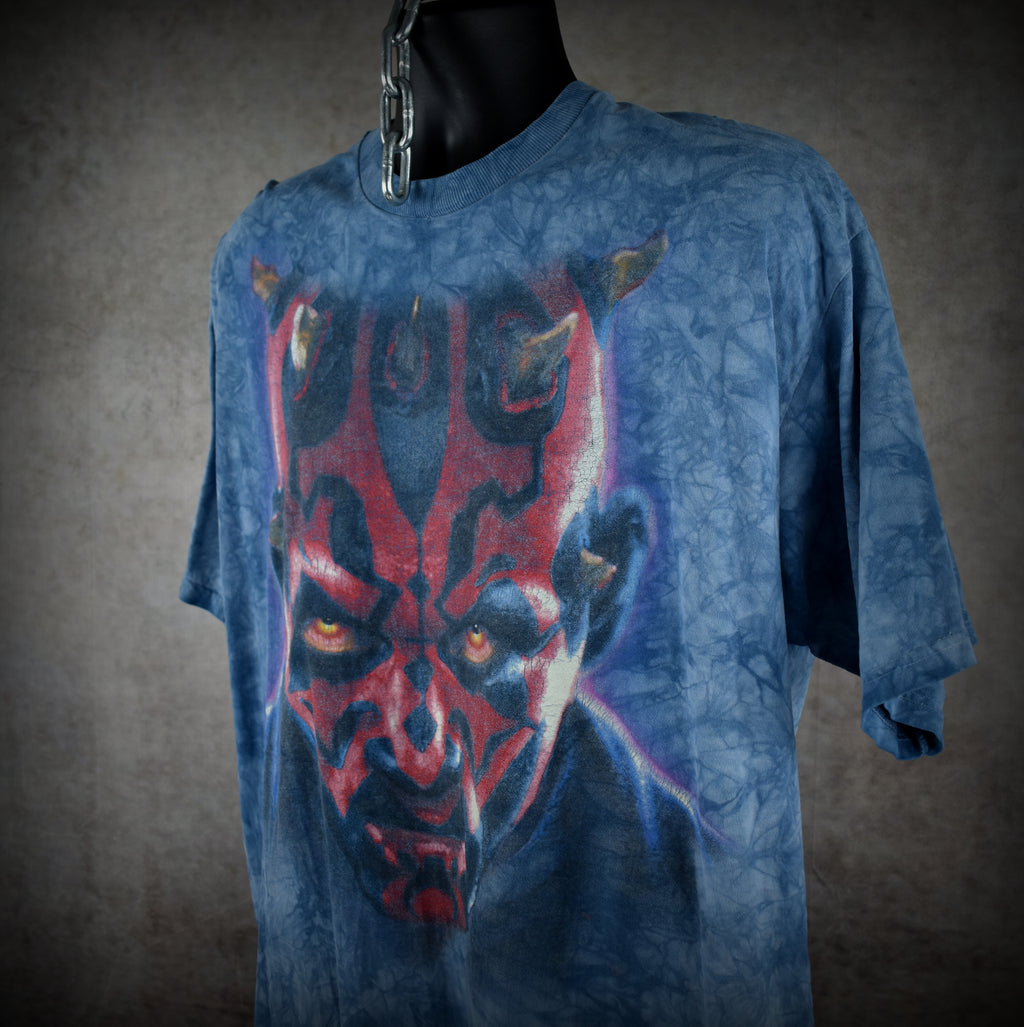 1999 star wars: episode 1 - the phantom menace vintage glow in the dark darth maul movie character promo t-shirt