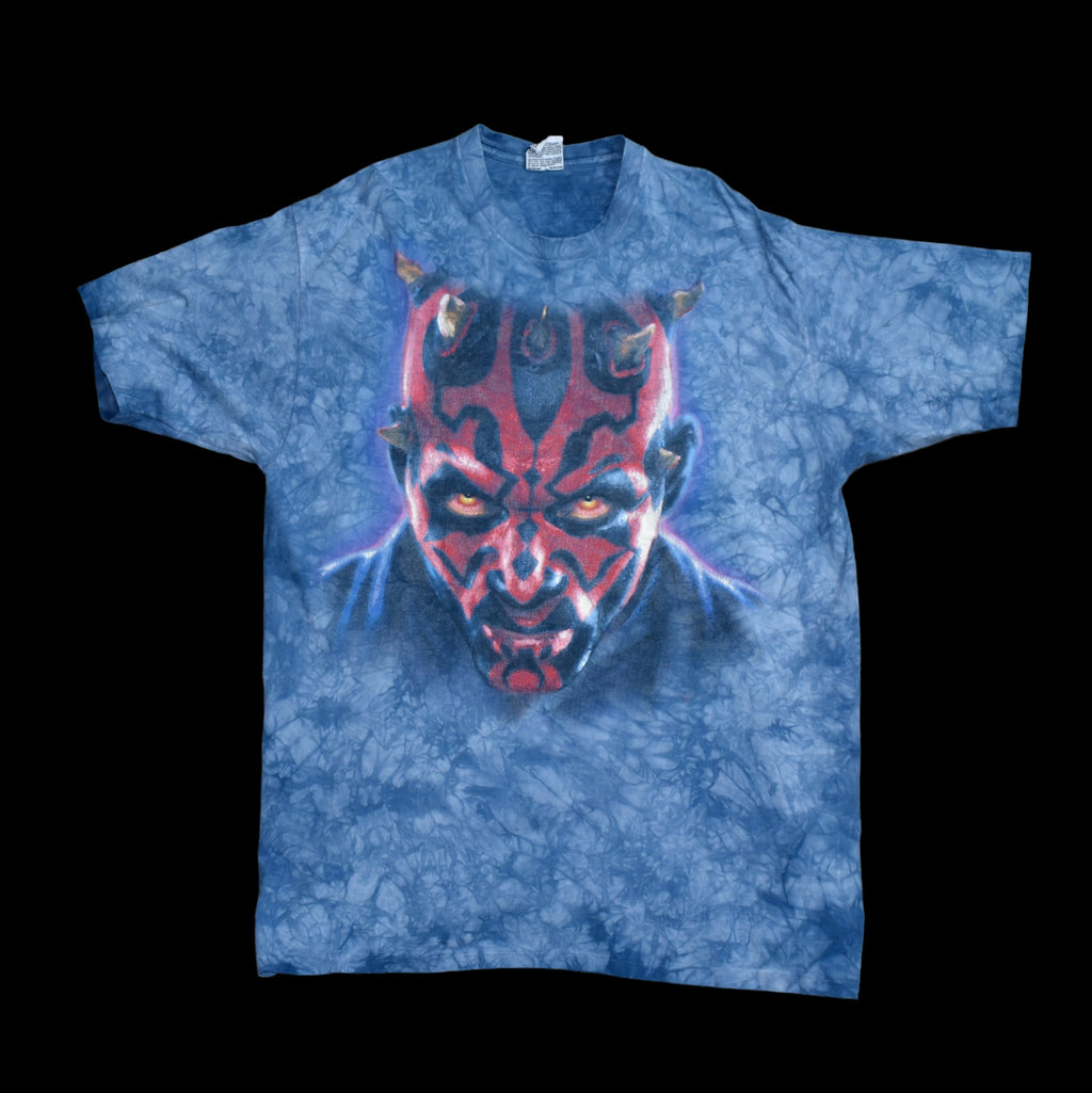 1999 star wars: episode 1 - the phantom menace vintage glow in the dark darth maul movie character promo t-shirt