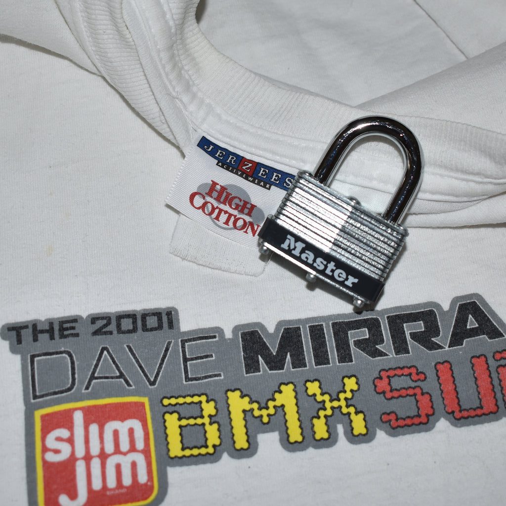 2001 dave mirra bmx super tour vintage action sports legend espn + espn2 y2k tv show promo t-shirt