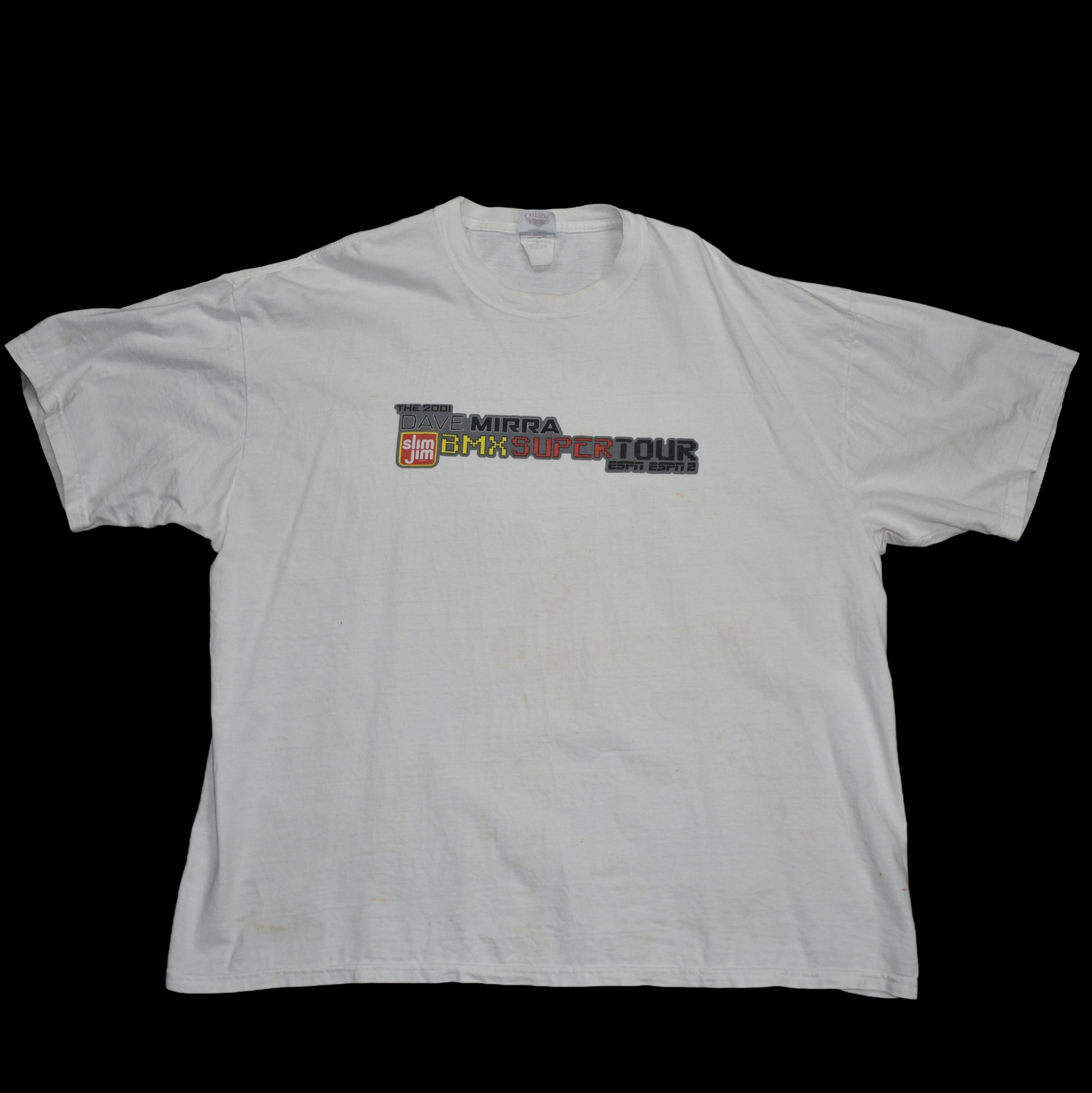 2001 dave mirra bmx super tour vintage action sports legend espn + espn2 y2k tv show promo t-shirt