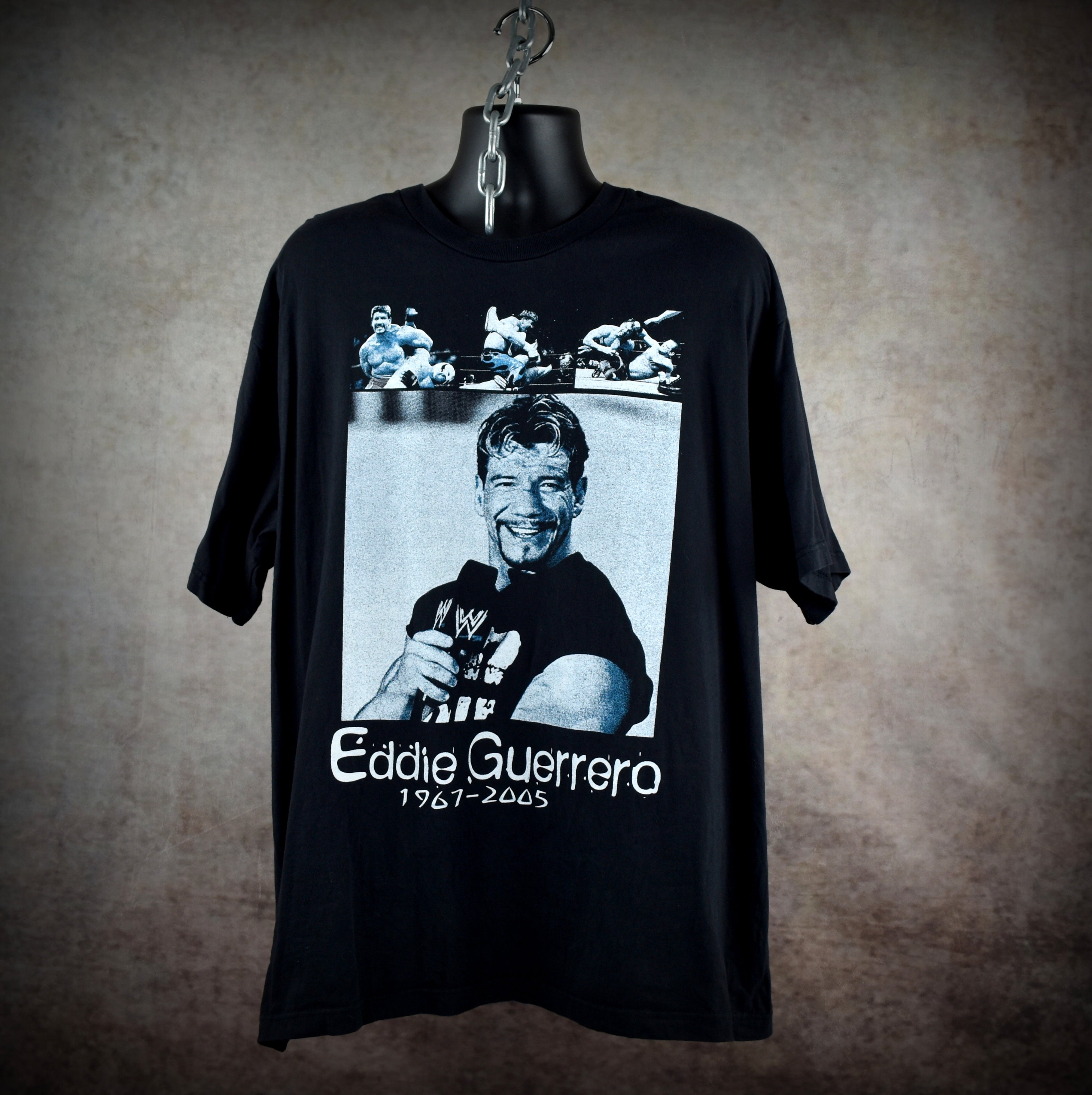 2005 eddie guerrero vintage bootleg wcw / wwf 90s + 00s wrestling icon memorial tribute t-shirt