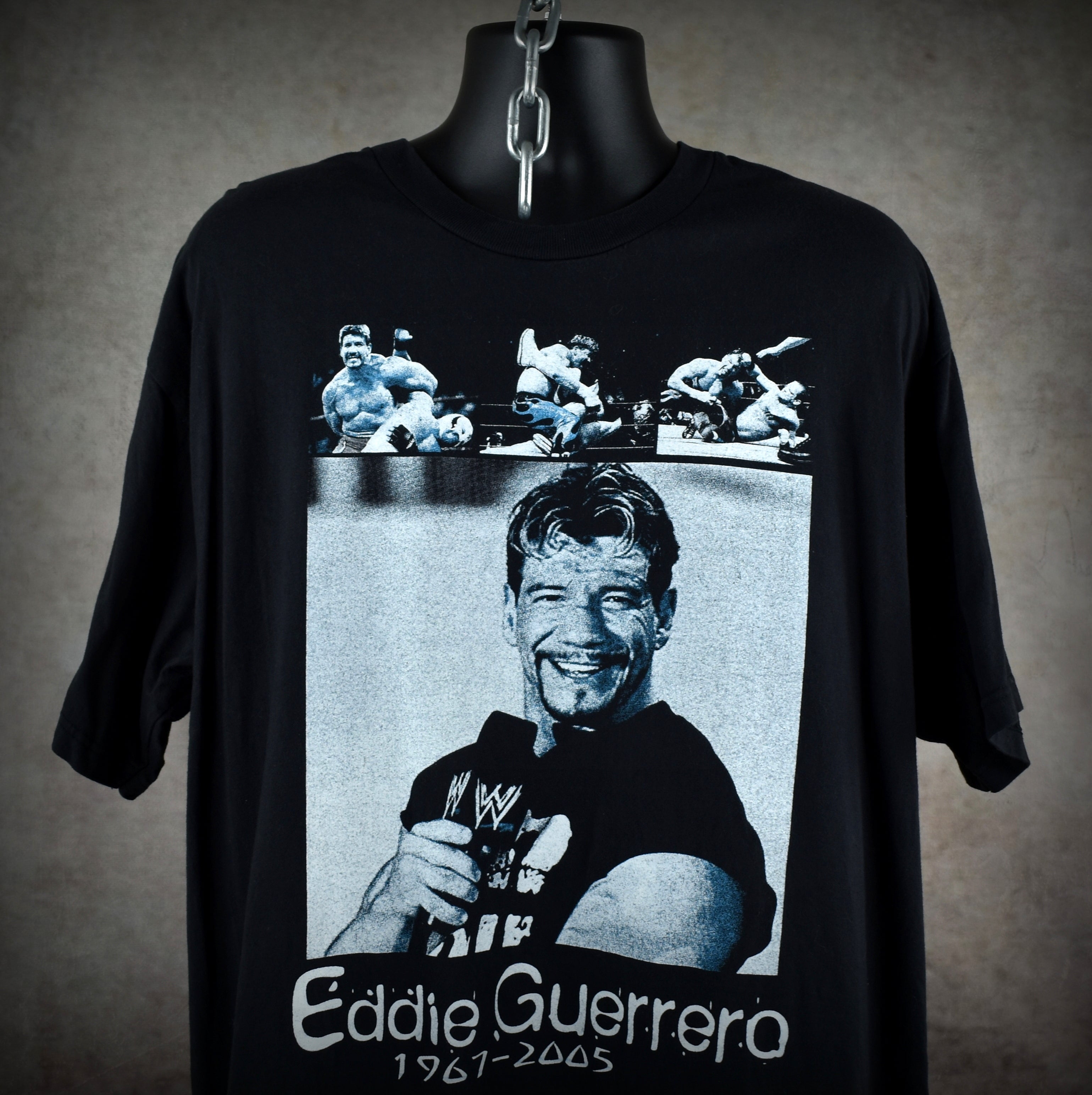 2005 eddie guerrero vintage bootleg wcw / wwf 90s + 00s wrestling icon memorial tribute t-shirt