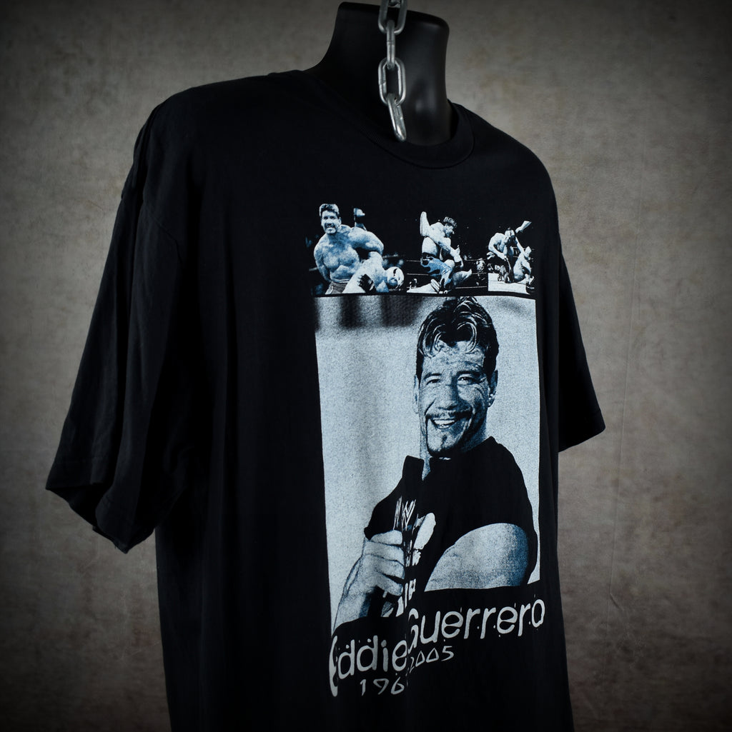 2005 eddie guerrero vintage bootleg wcw / wwf 90s + 00s wrestling icon memorial tribute t-shirt