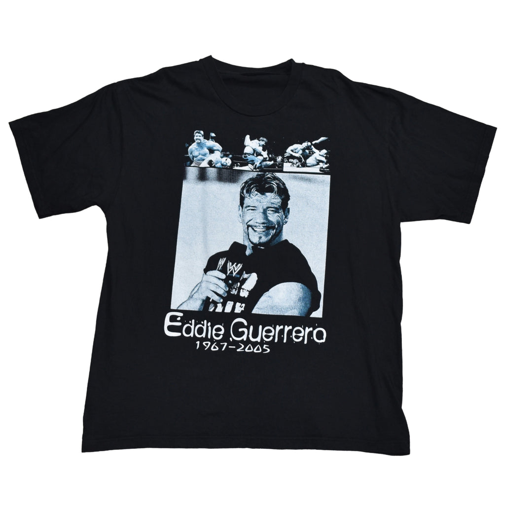 2005 eddie guerrero vintage bootleg wcw / wwf 90s + 00s wrestling icon memorial tribute t-shirt