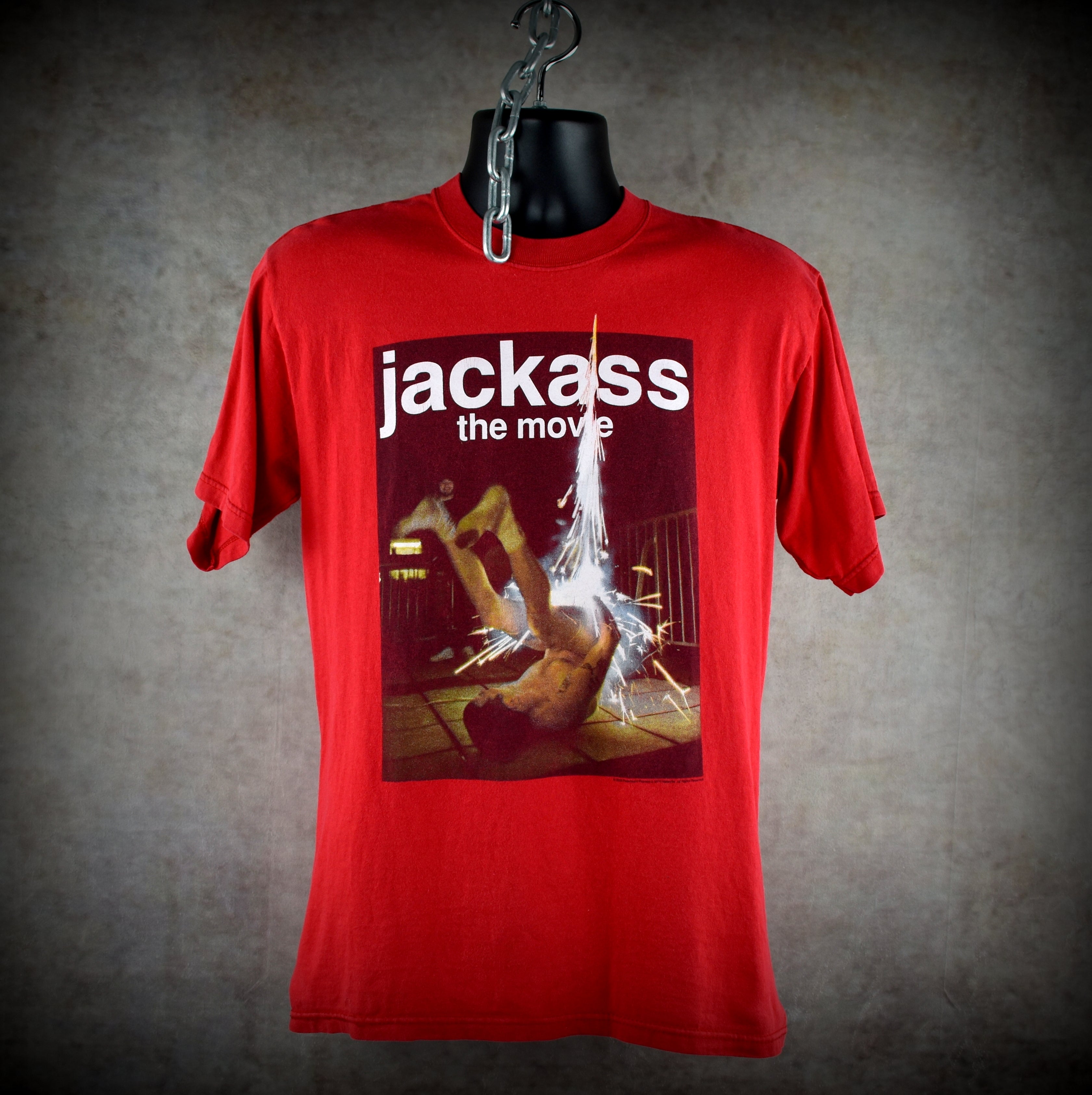 2002 jackass the movie vintage steve-o fire in the hole stunt iconic 00s movie promo t-shirt