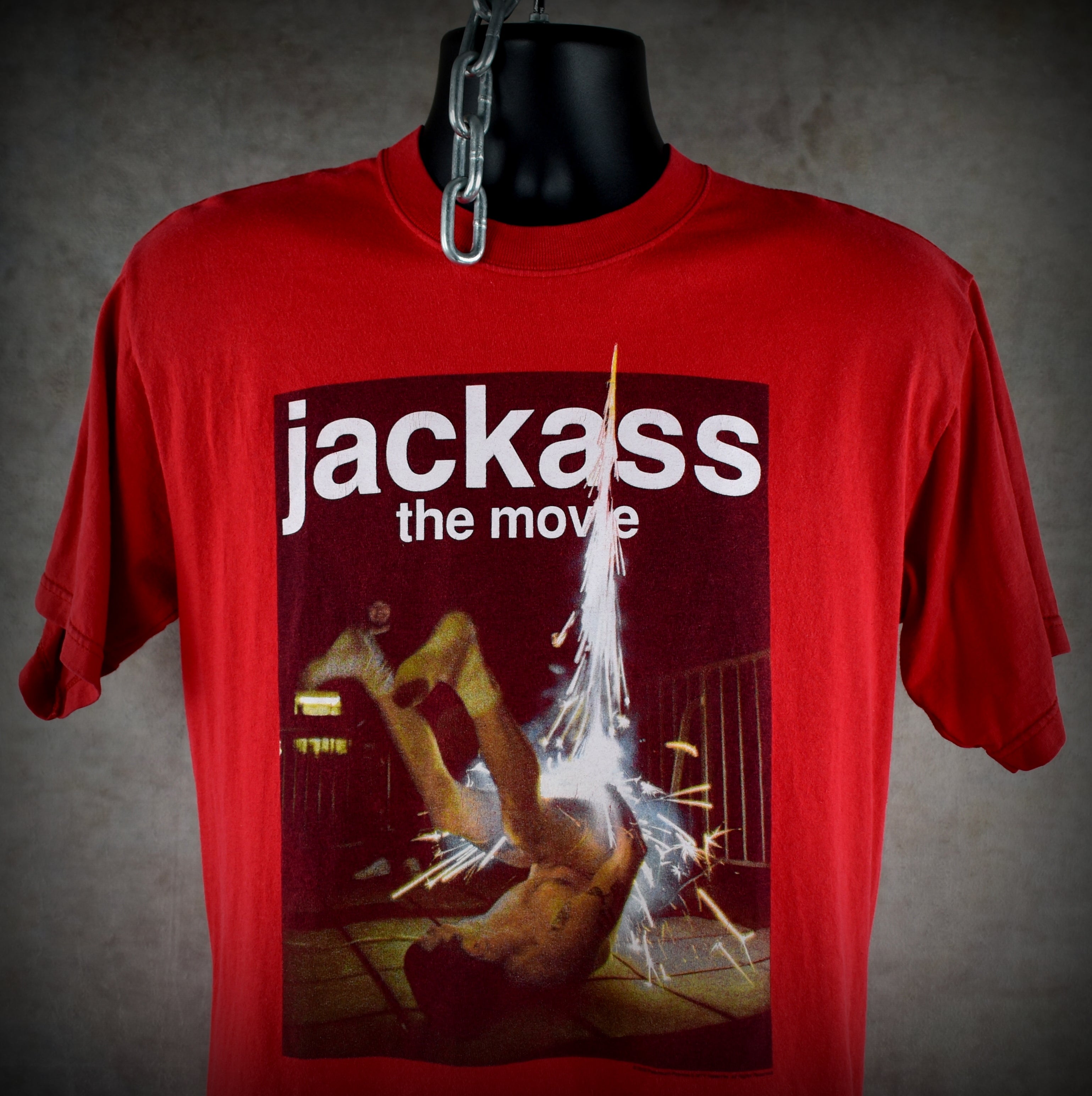 2002 jackass the movie vintage steve-o fire in the hole stunt iconic 00s movie promo t-shirt