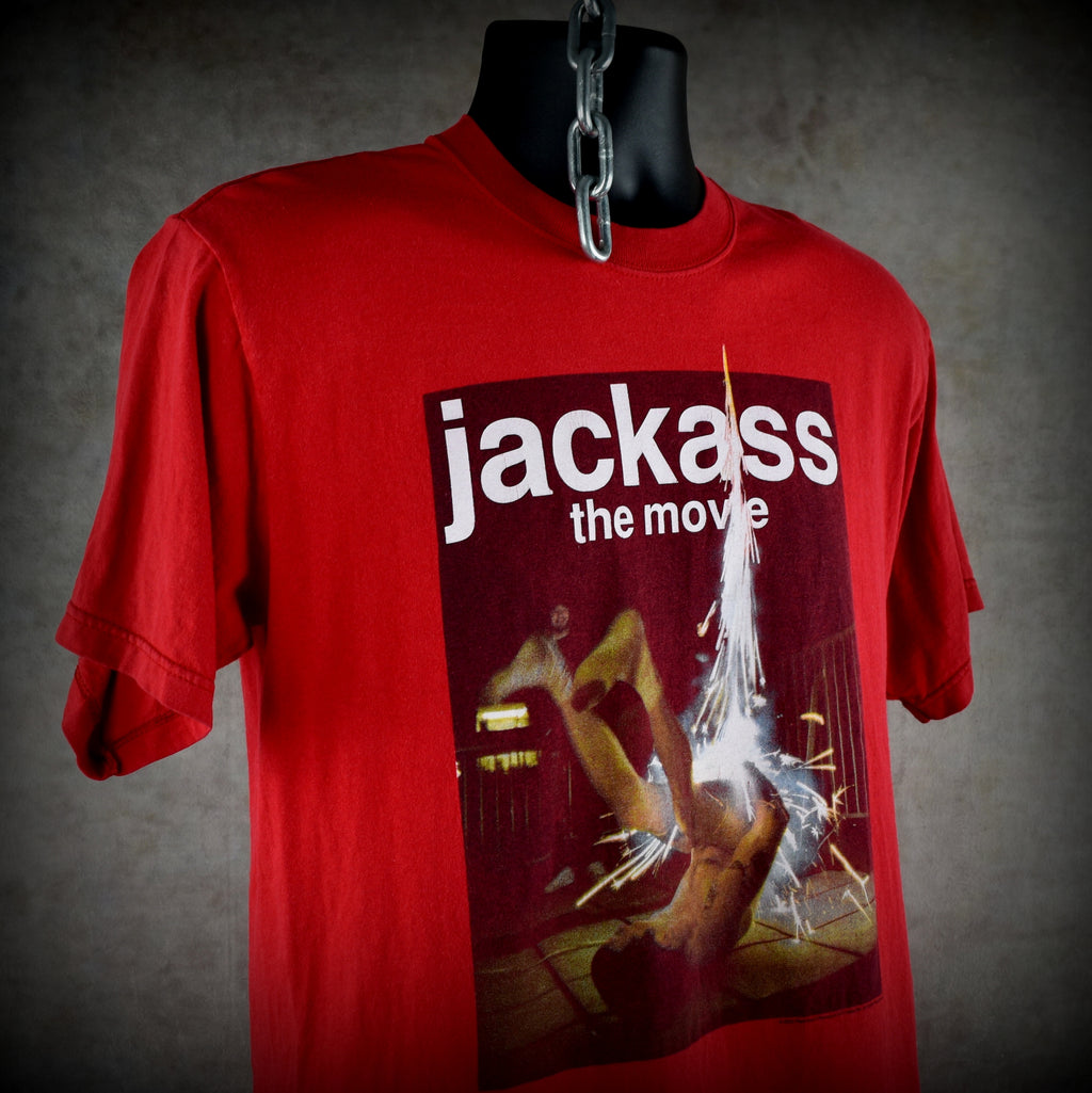 2002 jackass the movie vintage steve-o fire in the hole stunt iconic 00s movie promo t-shirt