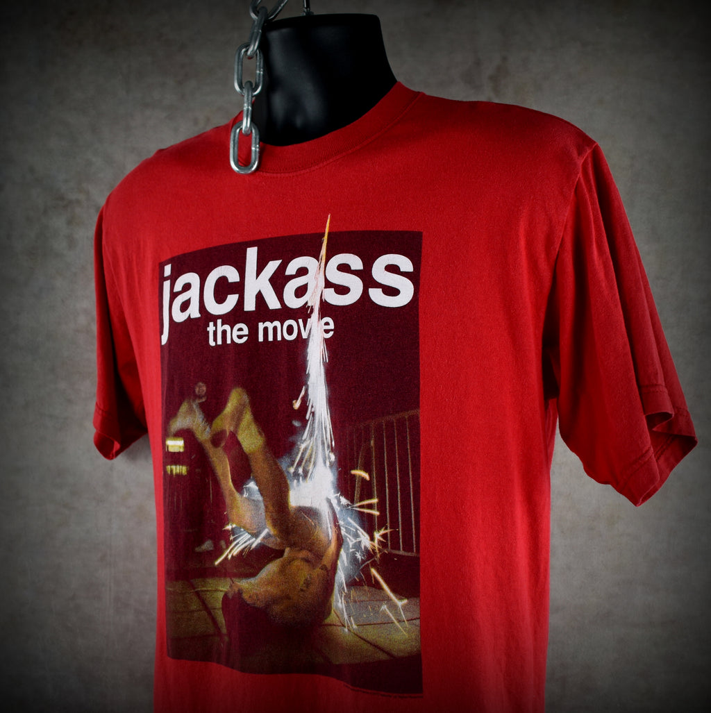 2002 jackass the movie vintage steve-o fire in the hole stunt iconic 00s movie promo t-shirt